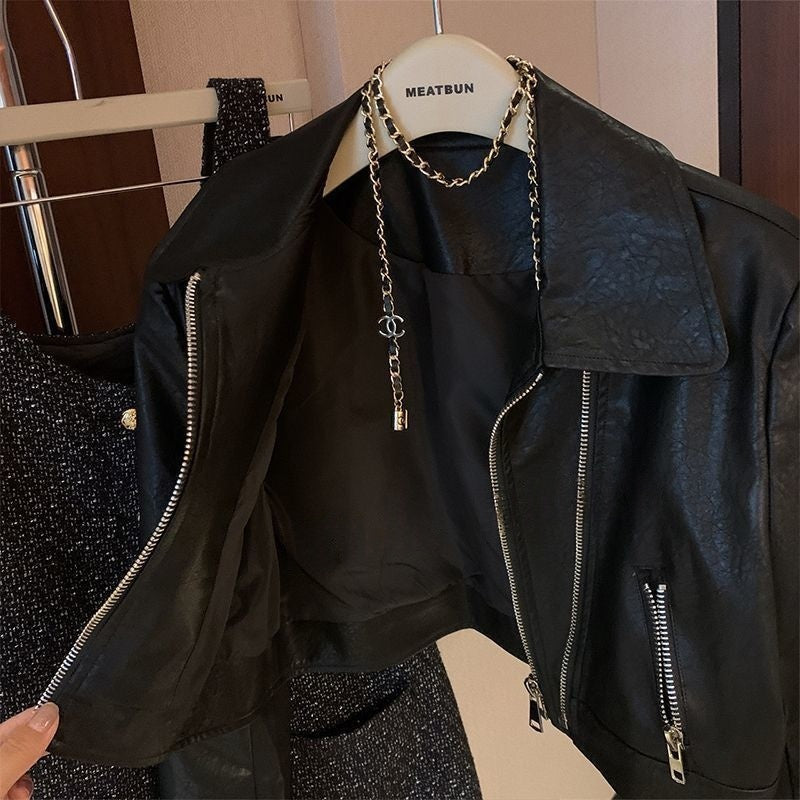 Loose-fitting Versatile Washed Leather Jacket