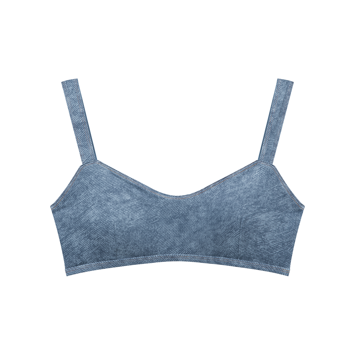 Women's Faux Denim Sports Bra – Medium Support Stretch Active Bra
