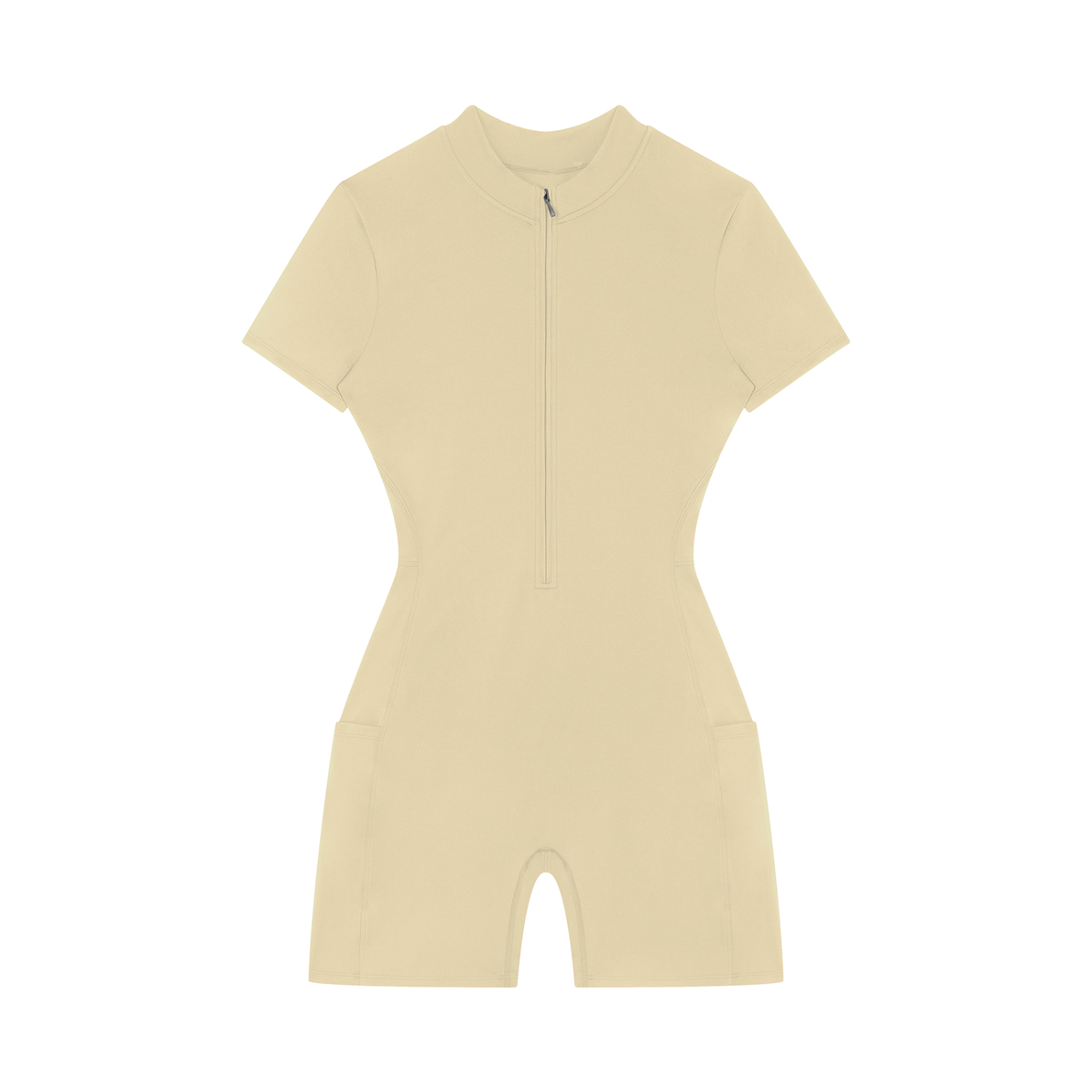 Women's Quarter Zip Short Sleeve Romper – Athletic One-Piece Activewear Jumpsuit