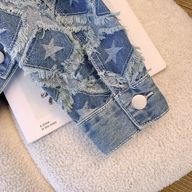 Petite Cropped Denim Jacket – Loose Fit, Long Sleeve