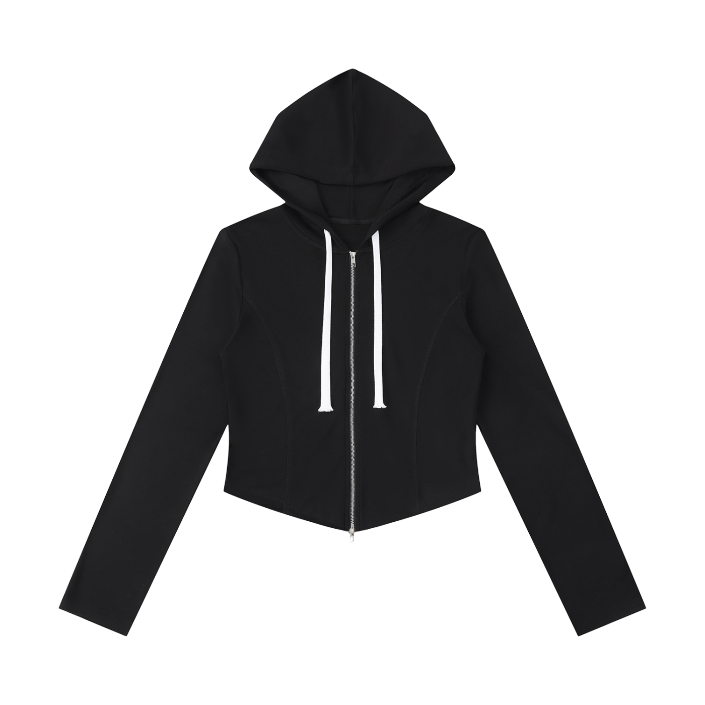Women's Slim Cropped Full-Zip Hoodie – Fitted Athleisure Sweatshirt