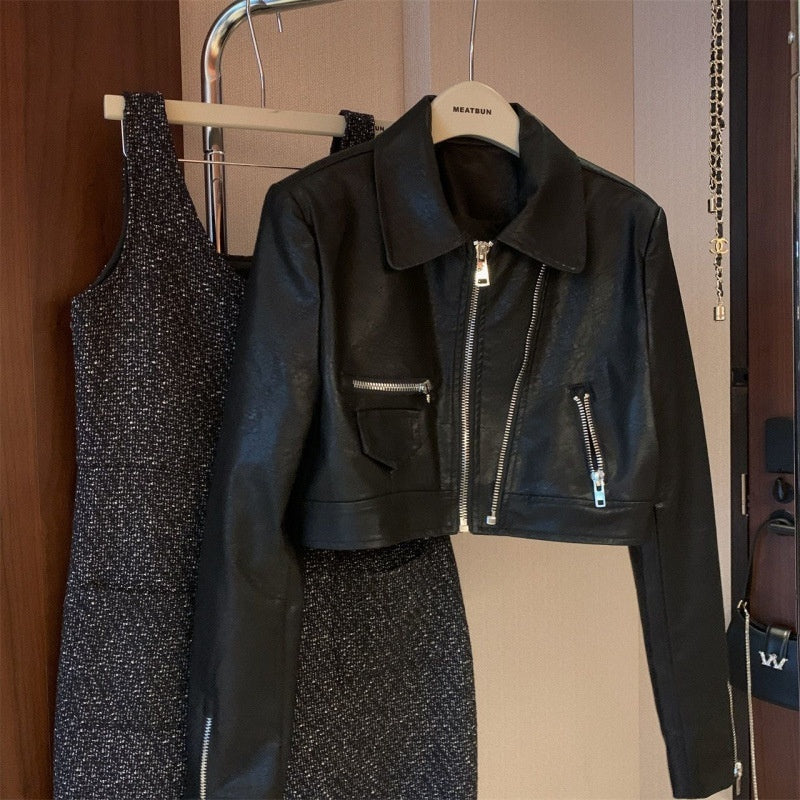 Loose-fitting Versatile Washed Leather Jacket