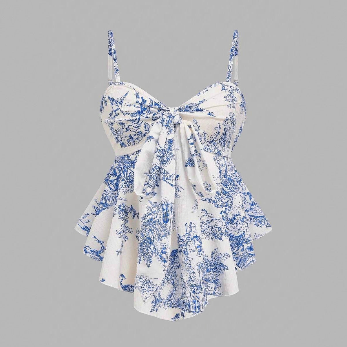 Printed Sleeveless Irregular Hem Camisole Top