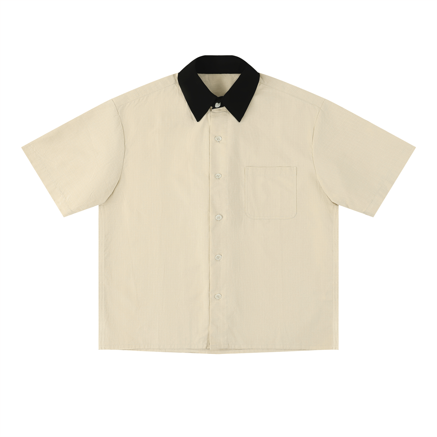 Unisex Color Block Short Sleeve Shirt – Relaxed Fit Casual Button-Up