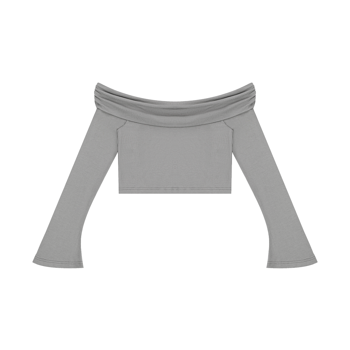 Women's Off-the-Shoulder Bell Sleeve Crop T-Shirt – Slim Fit Fashion Top