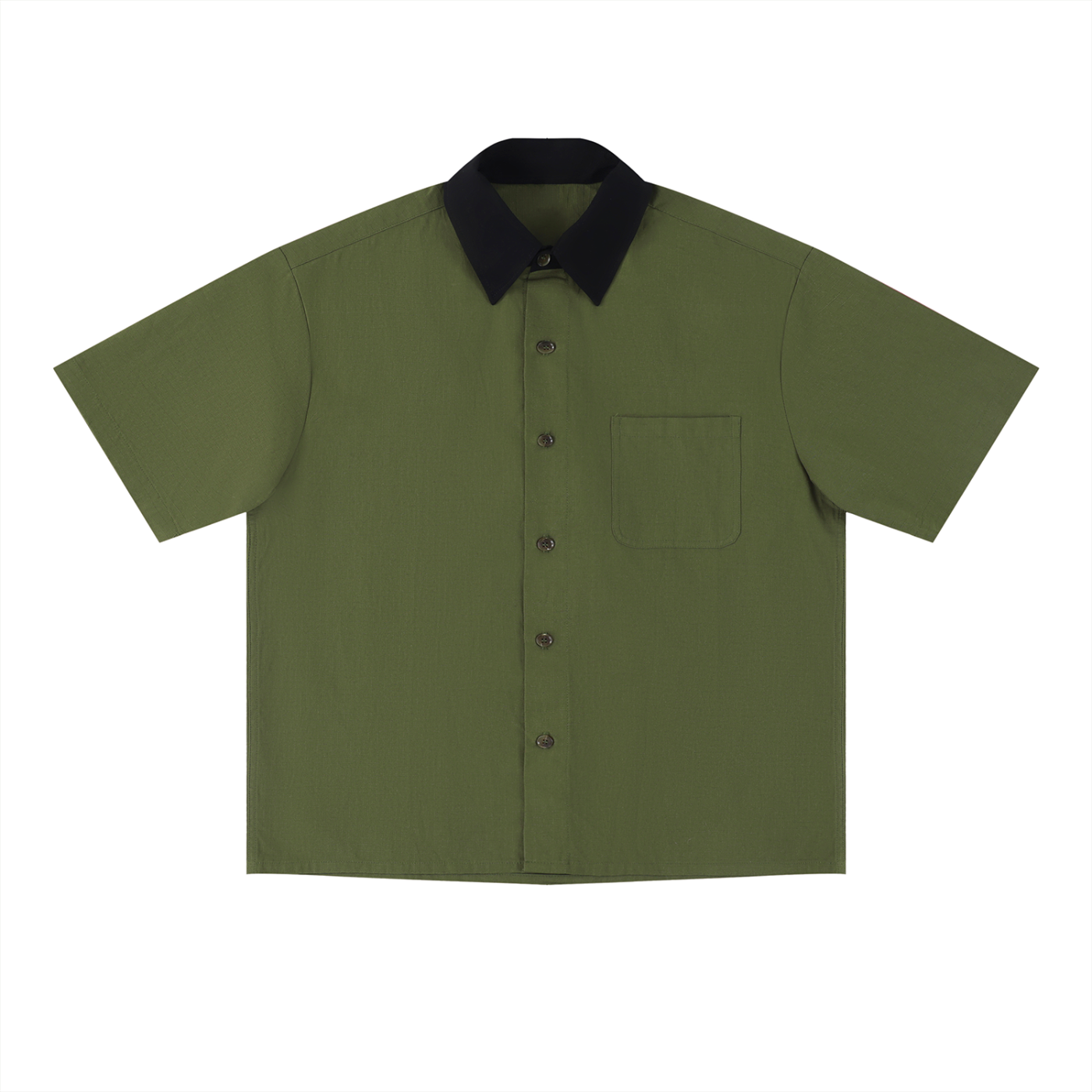 Unisex Color Block Short Sleeve Shirt – Relaxed Fit Casual Button-Up
