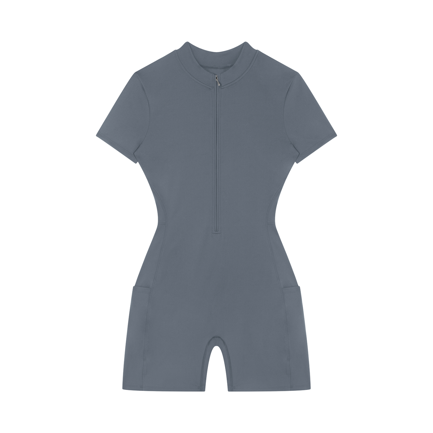 Women's Quarter Zip Short Sleeve Romper – Athletic One-Piece Activewear Jumpsuit