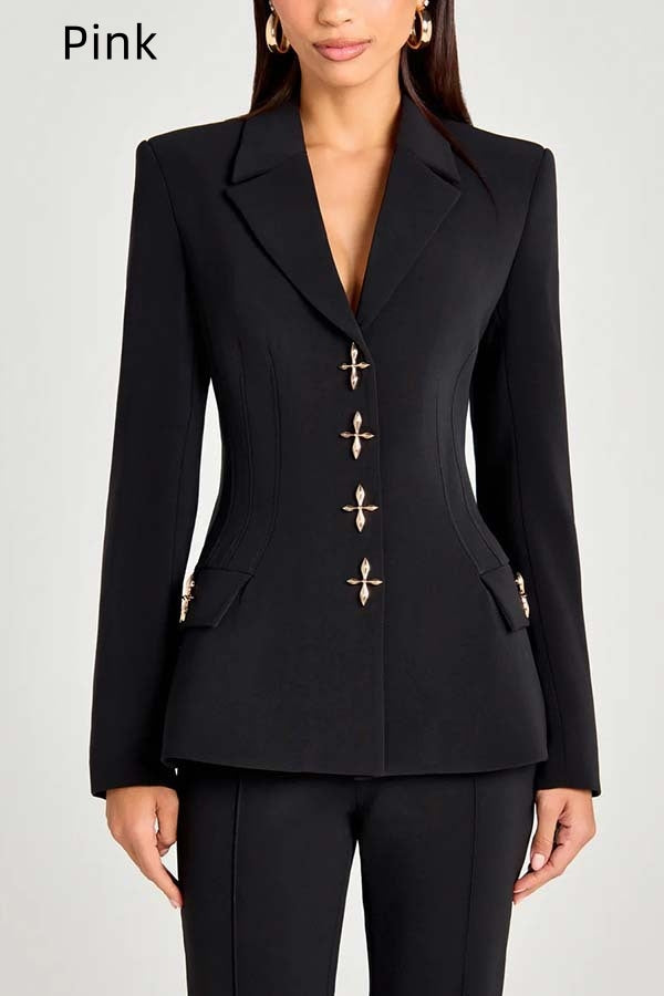 Women's Solid-Colored Casual Fashion Long-Sleeve Blazer