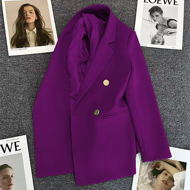Women's Solid-Colored Defined-Waist Blazer