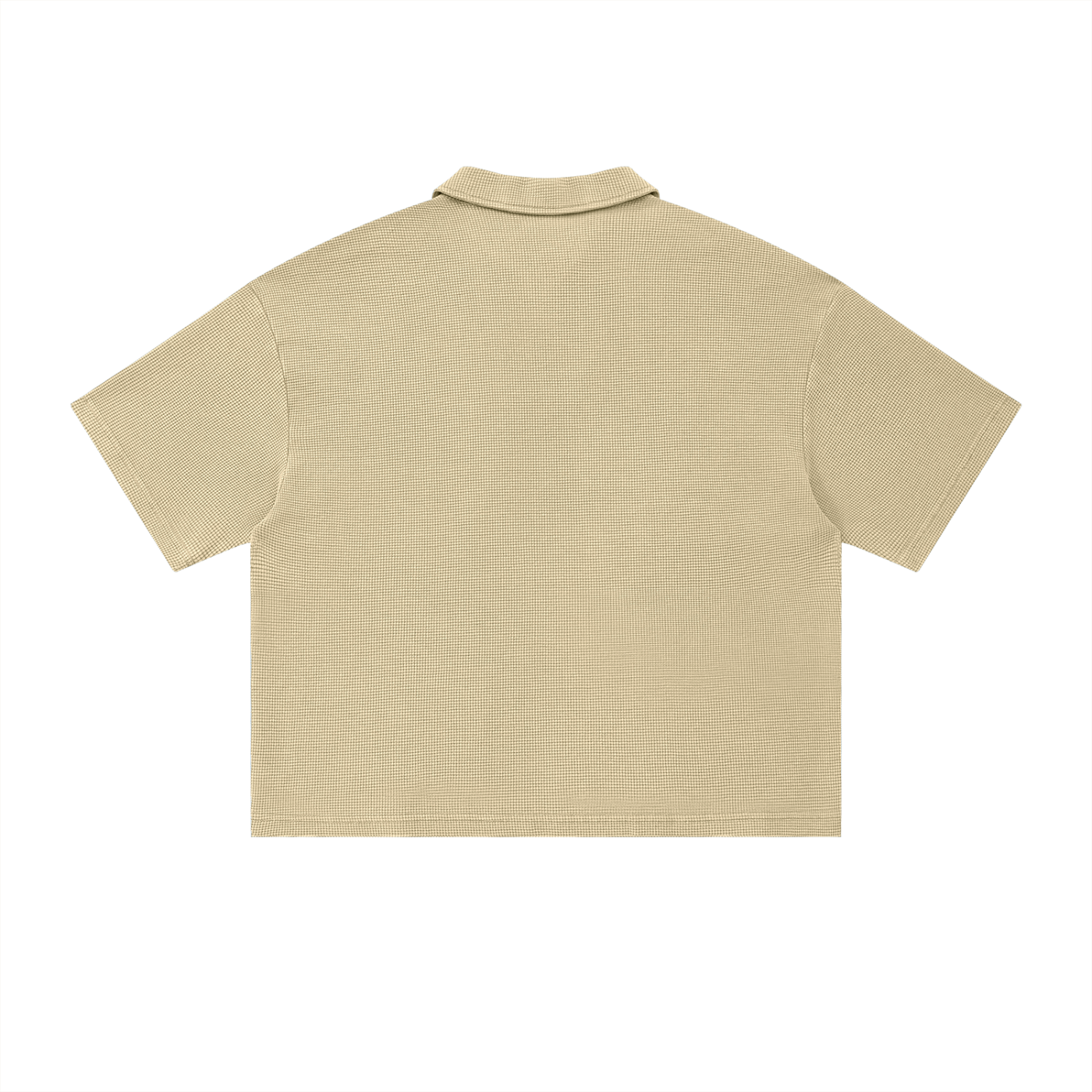 Unisex Oversized Vintage Wash Waffle Knit Polo Shirt – Boxy Streetwear Textured Tee