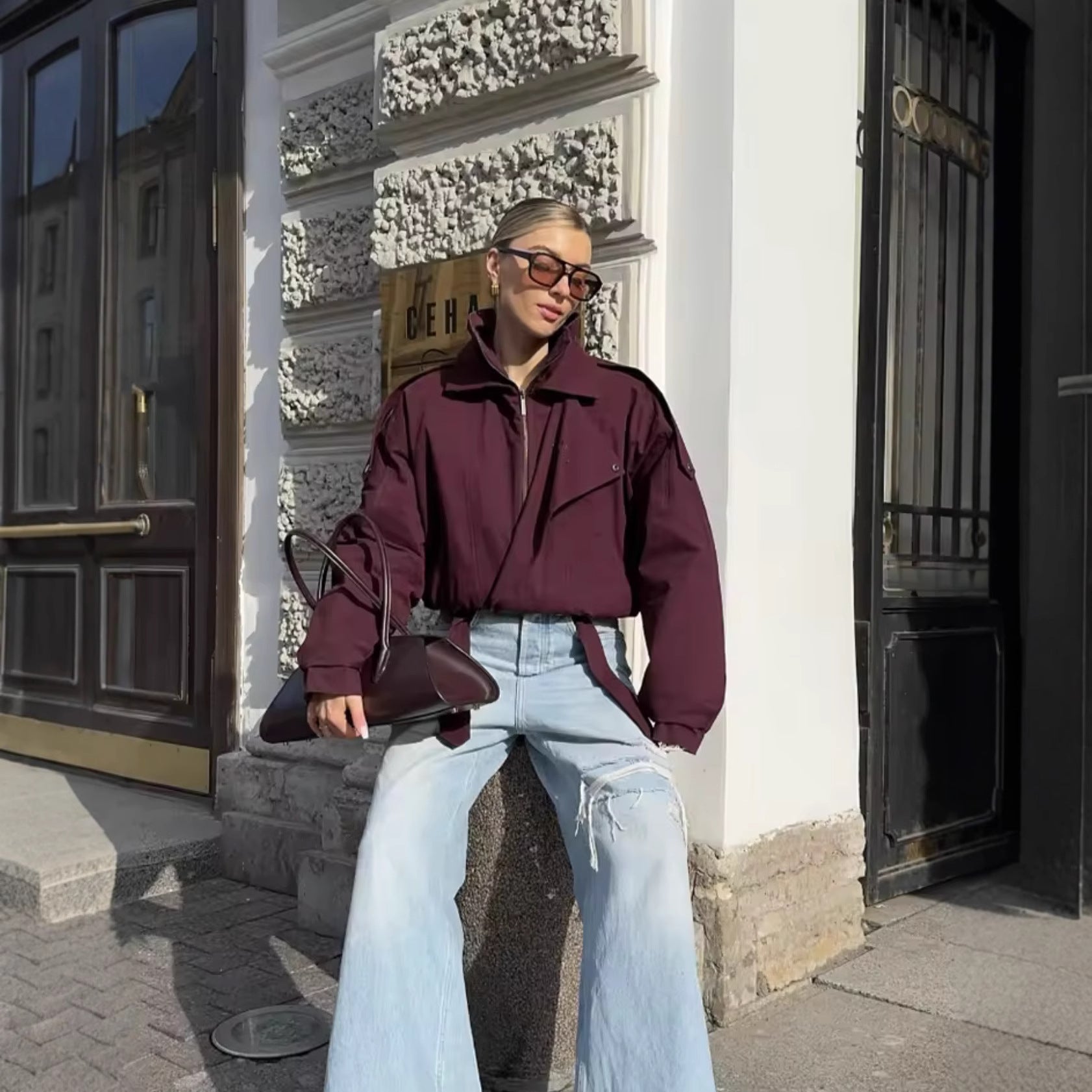 Women's Solid Color Loose And Versatile Loose-fit Jacket Coat