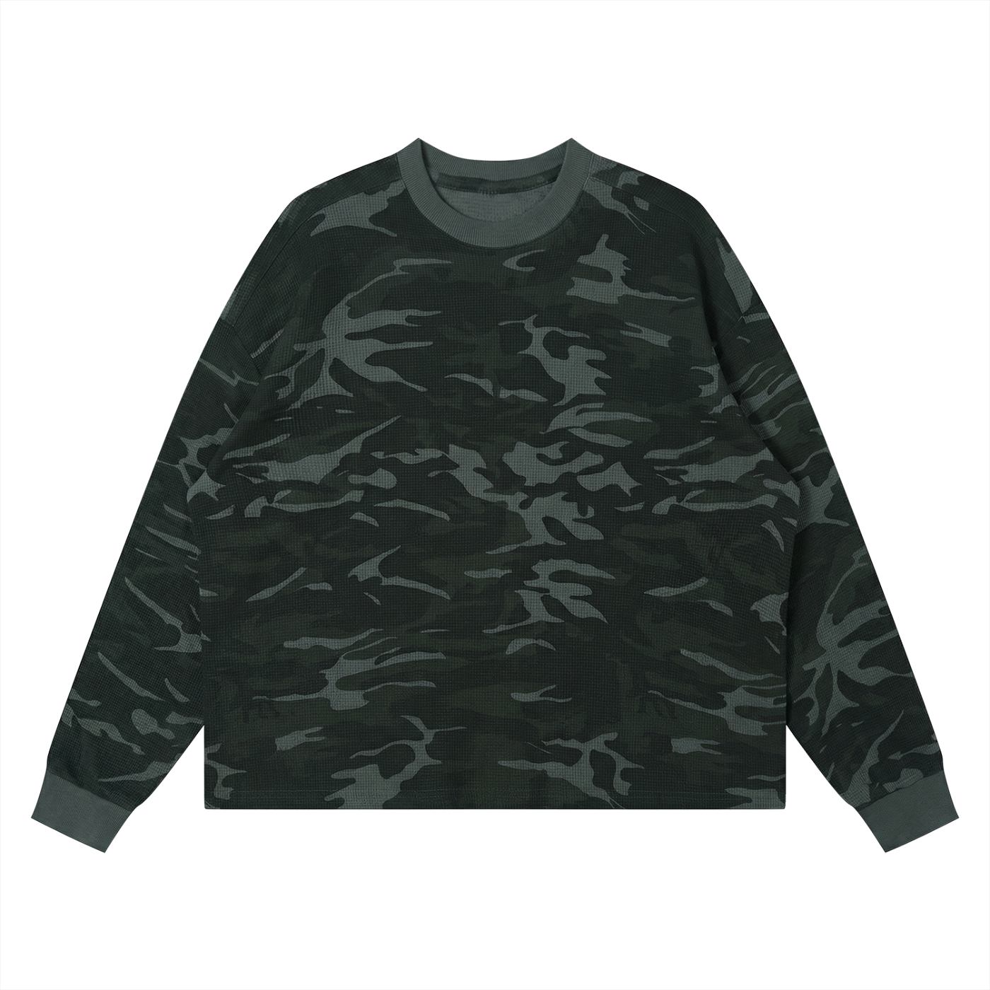 Unisex Waffle Boxy Long Sleeve T-Shirt – Oversized Textured Streetwear Tee