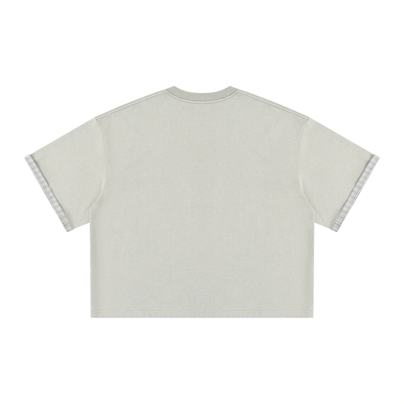 Unisex Boxy Plaid Lined Double Face T-Shirt – Oversized Layered Streetwear Tee