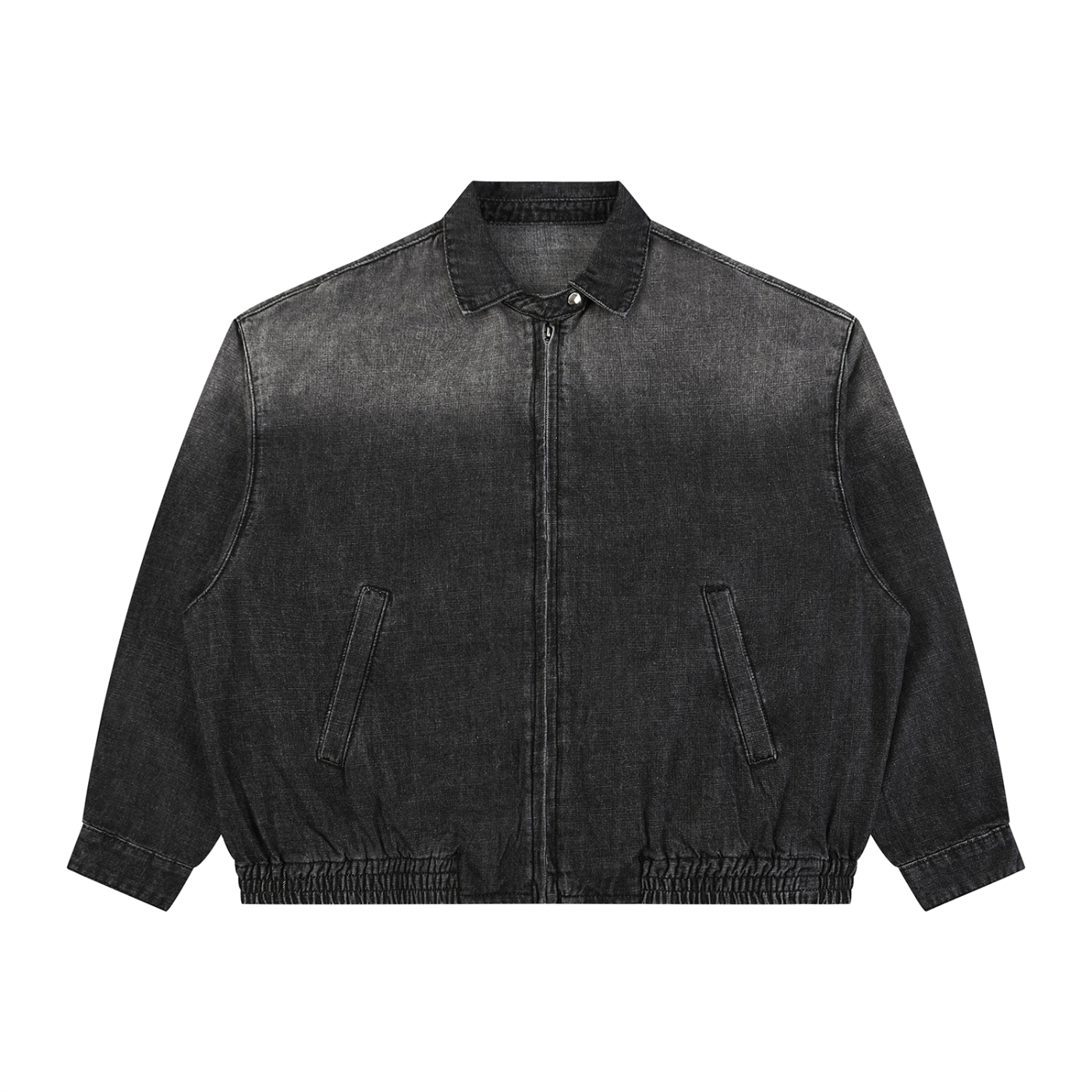 Unisex Vintage Wash Full Zip Denim Jacket – Oversized Retro Streetwear Jean Jacket