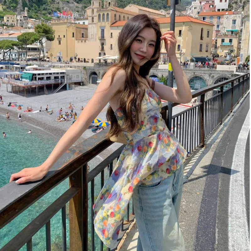 Pure And Alluring Style Oil Painting Print Tube Top For Women