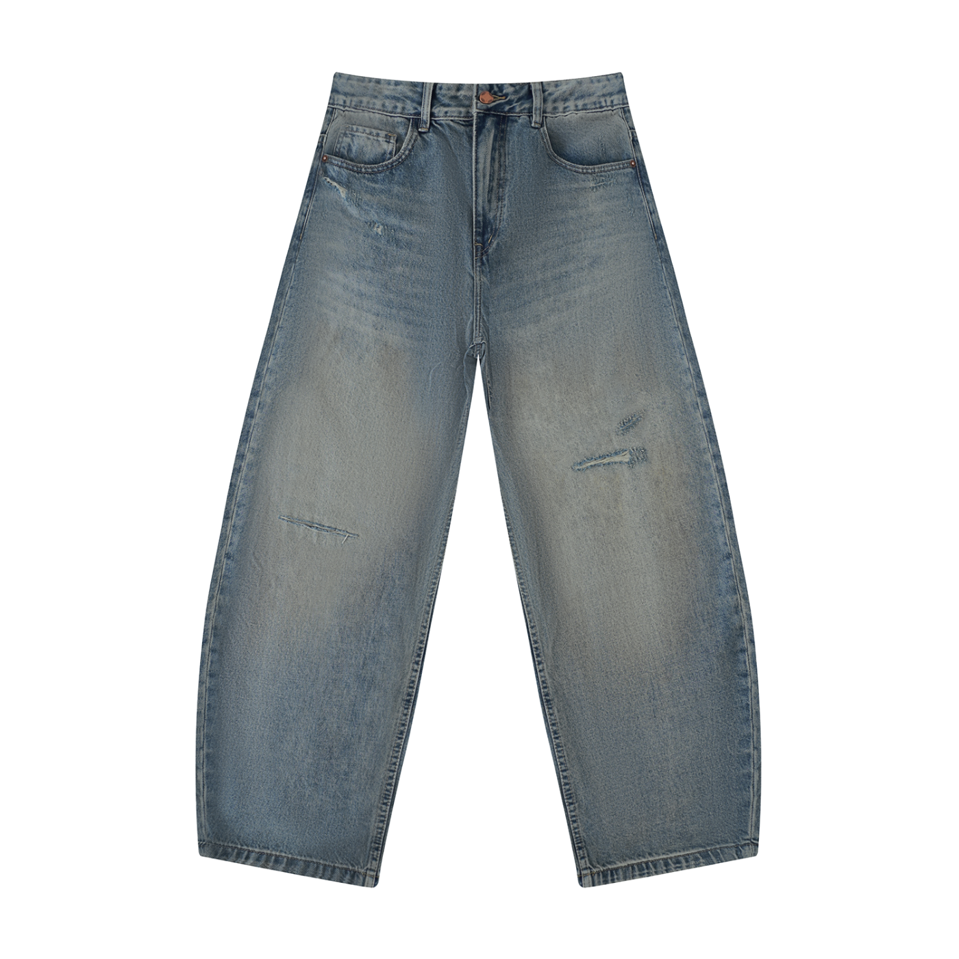 Men's Distressed Barrel Leg Jeans – Relaxed Fit Premium Denim Pants