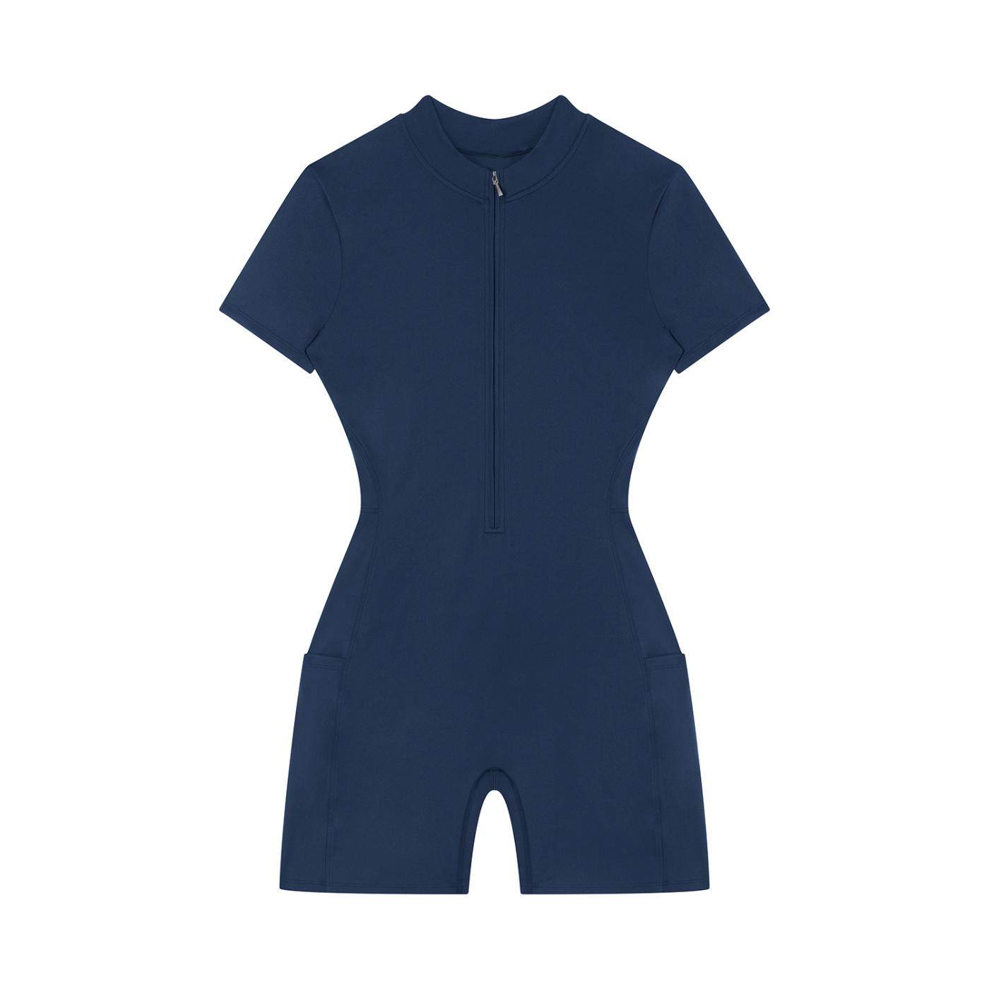 Women's Quarter Zip Short Sleeve Romper – Athletic One-Piece Activewear Jumpsuit