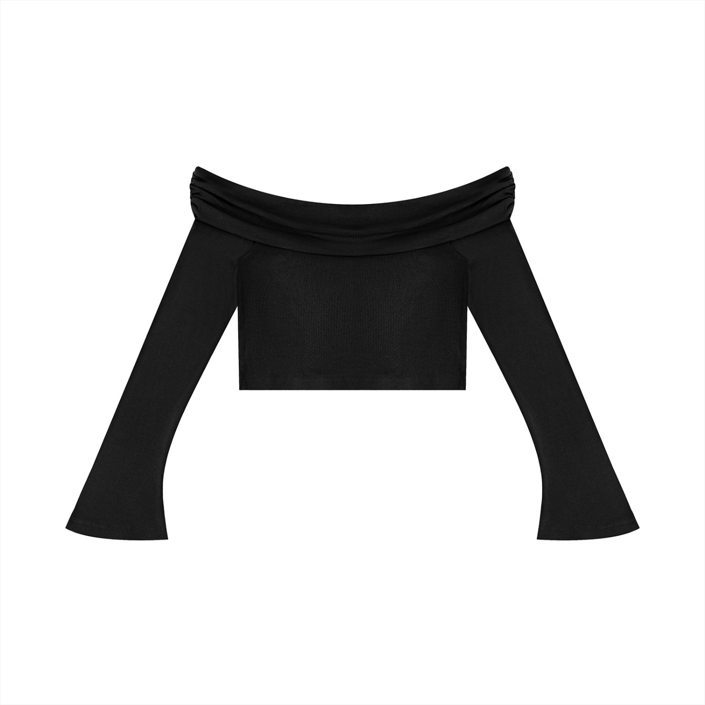 Women's Off-the-Shoulder Bell Sleeve Crop T-Shirt – Slim Fit Fashion Top
