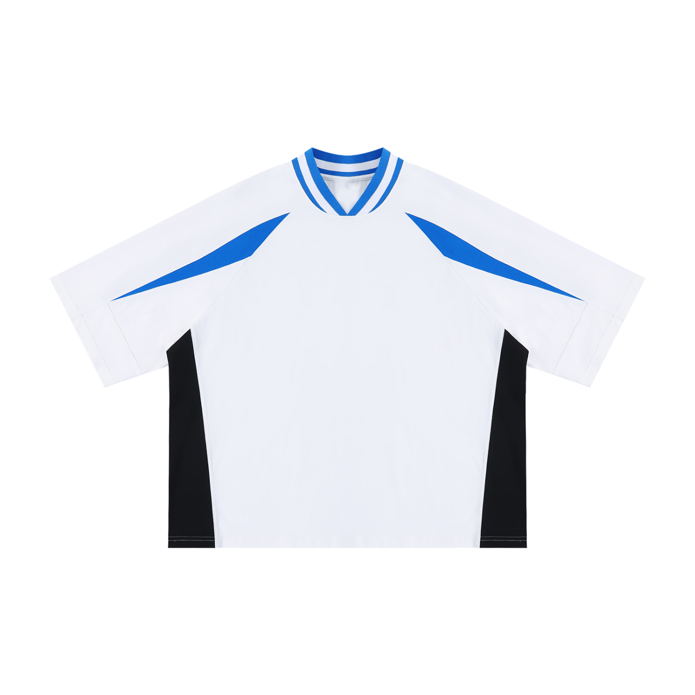 Unisex Oversized Color Block V-Neck T-Shirt – Retro Streetwear Contrast Tee