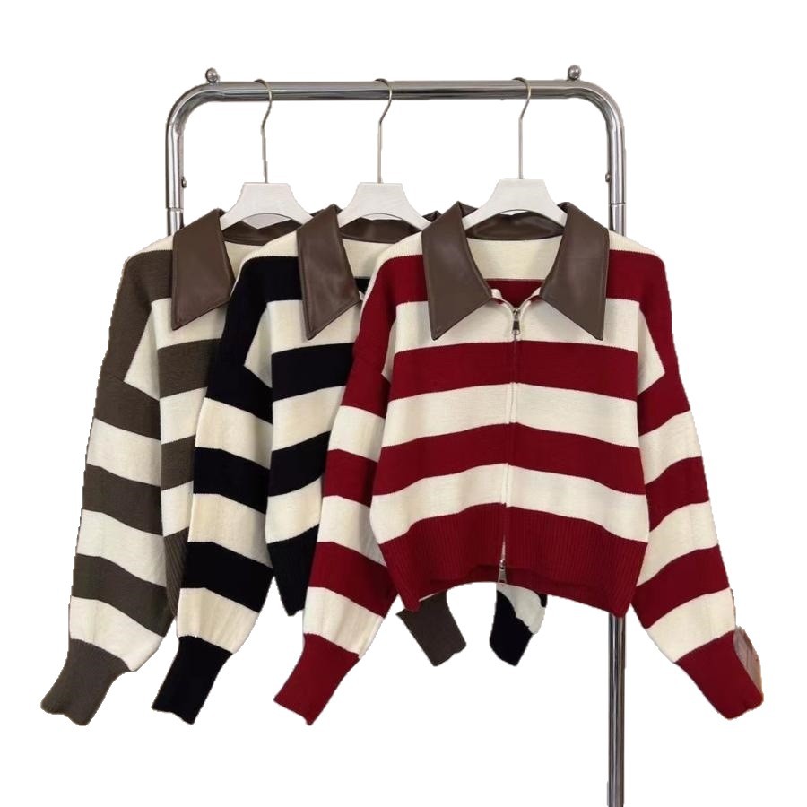 Loose Laid-Back Style Winter Sweater Coat With Double Zippers