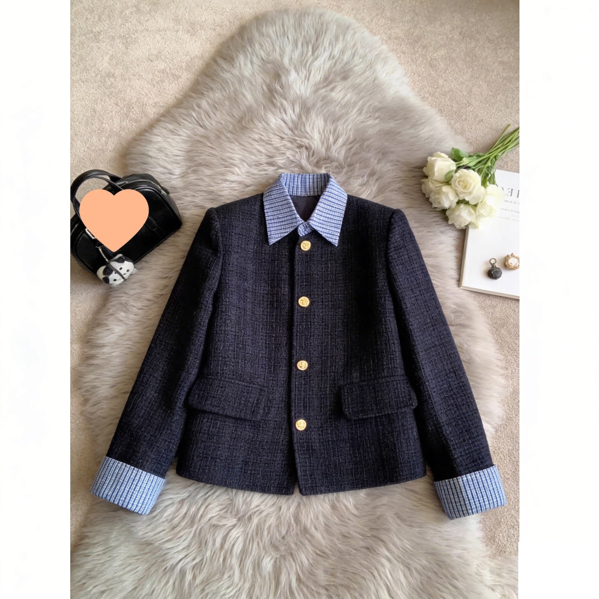 New Single-breasted Faux Two-piece Coatslimming, Chic Top