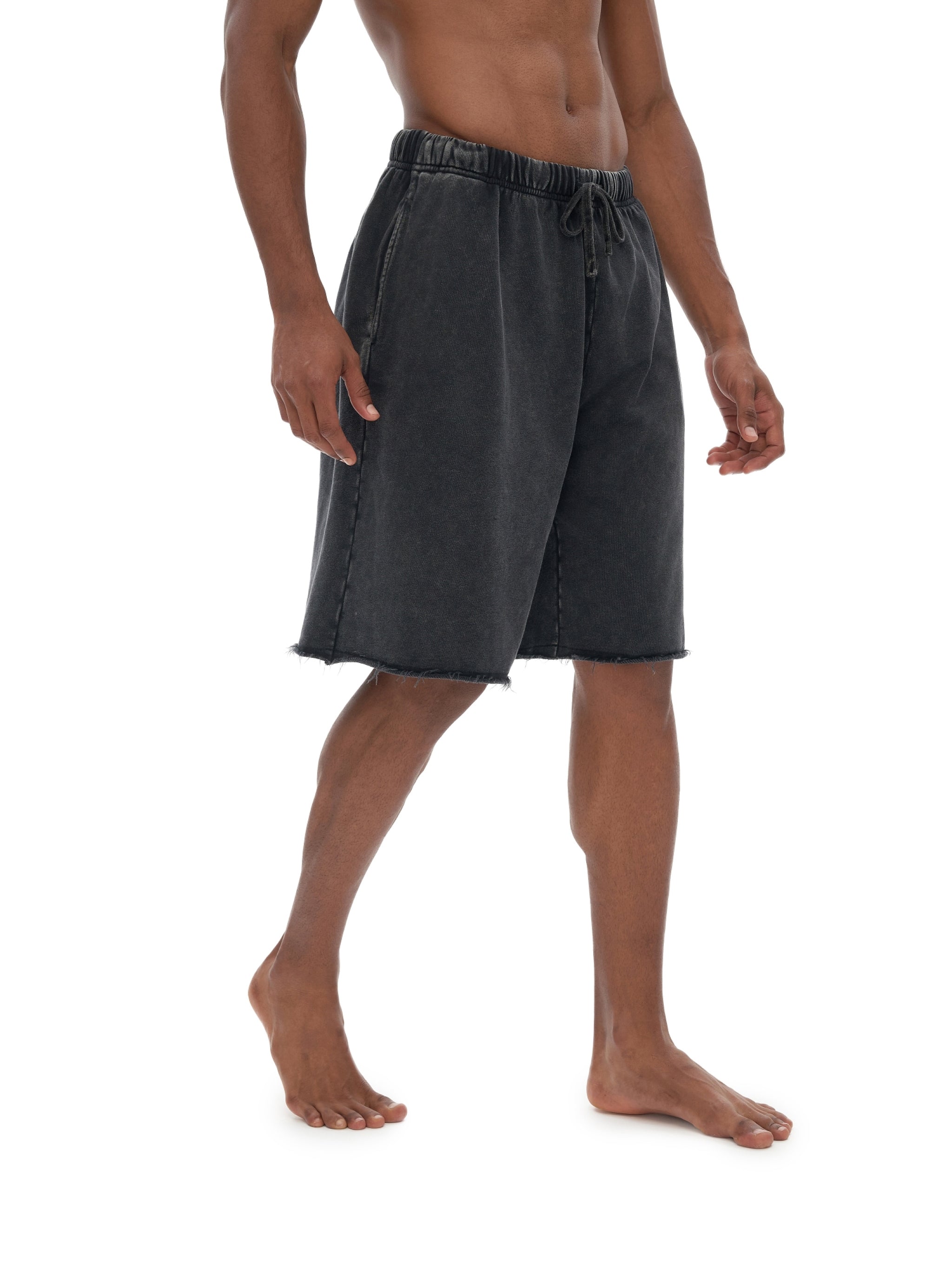 Snow Washed Raw Hem Shorts