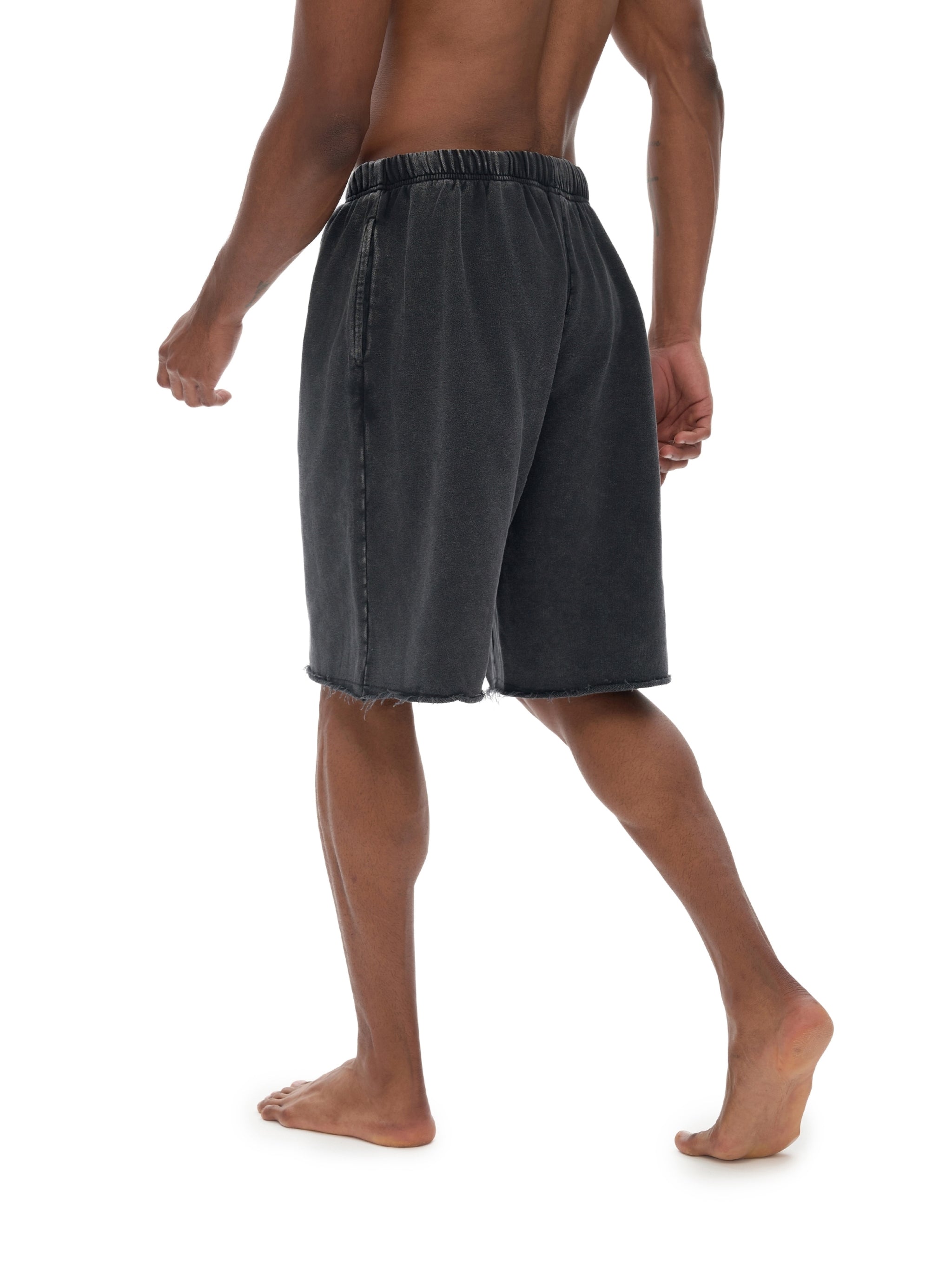 Snow Washed Raw Hem Shorts