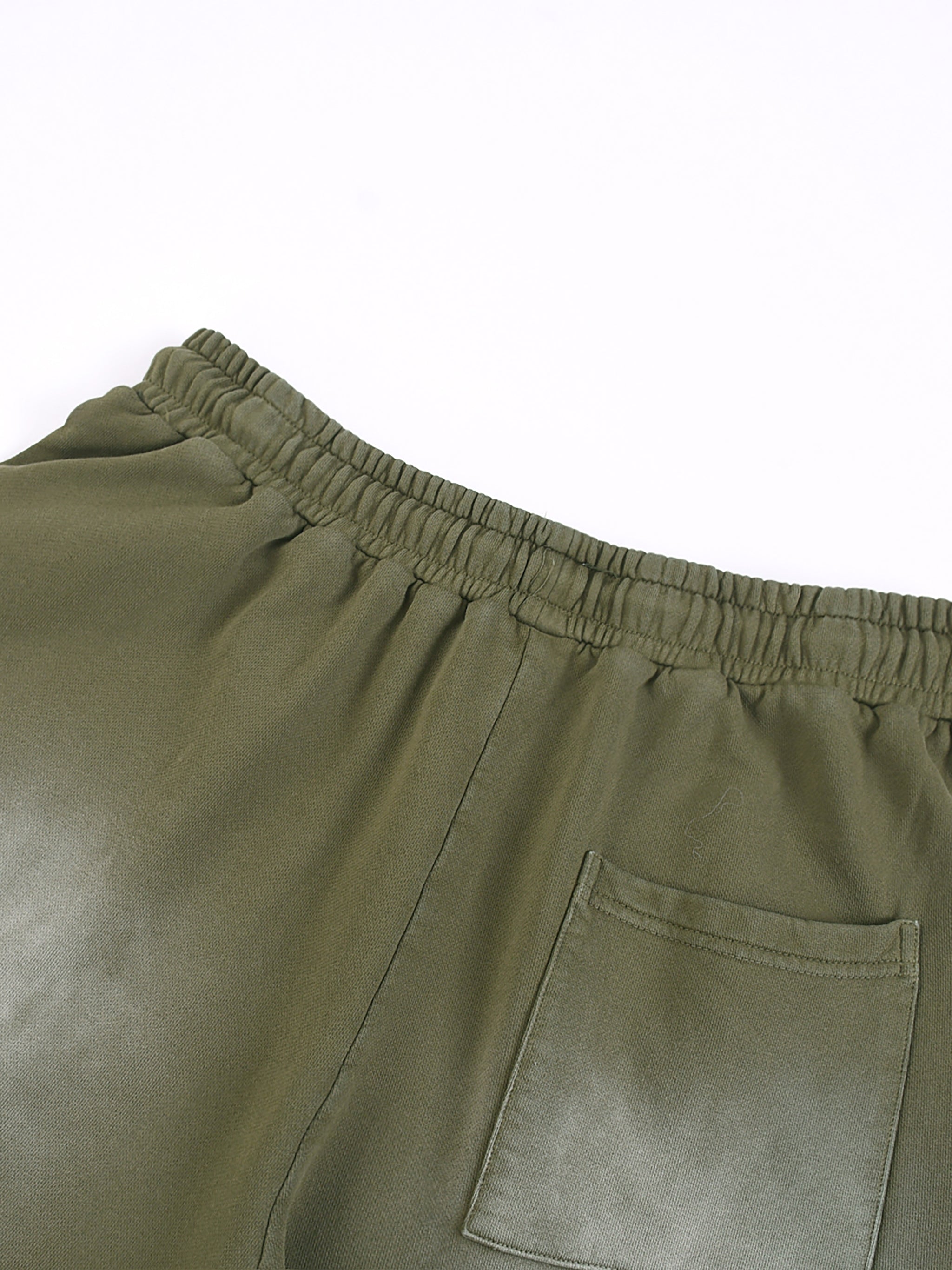 Rectangle Patch Monkey Washed Shorts