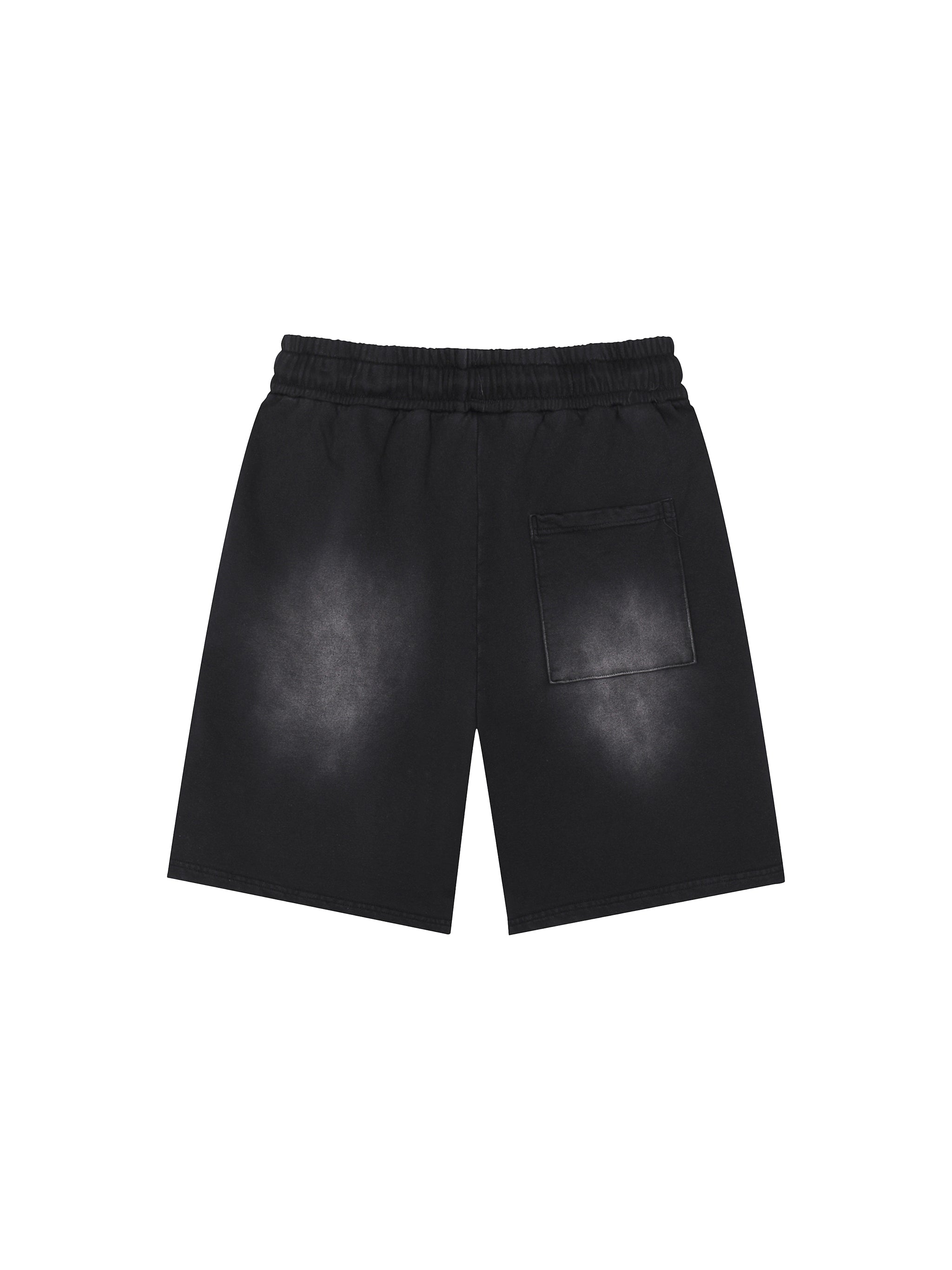 Rectangle Patch Monkey Washed Shorts