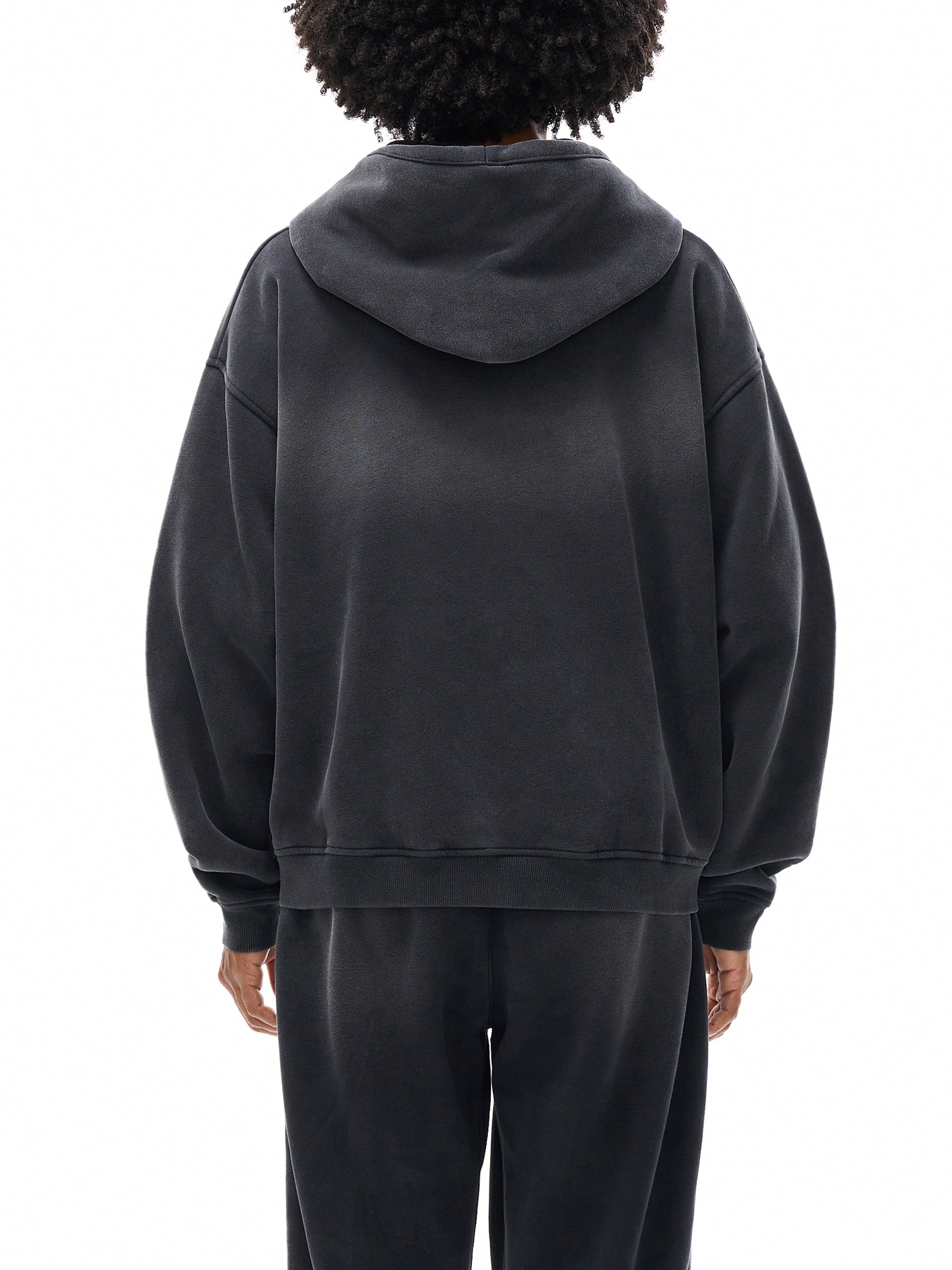 Unisex Vintage Sunfade Two-Way Zip Boxy Fleece Hoodie – Oversized Heavyweight Hoodie