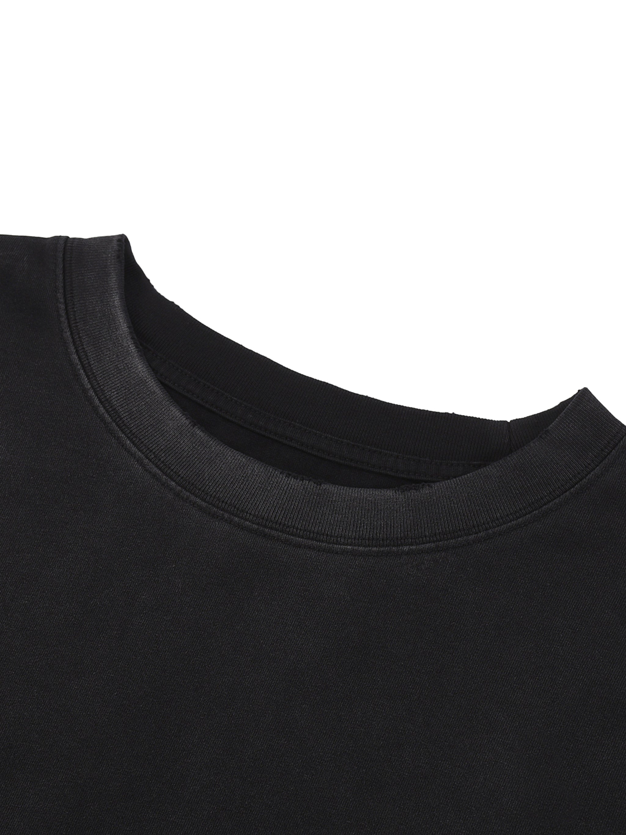 Snow Wash Raw Edge Cotton T-Shirt