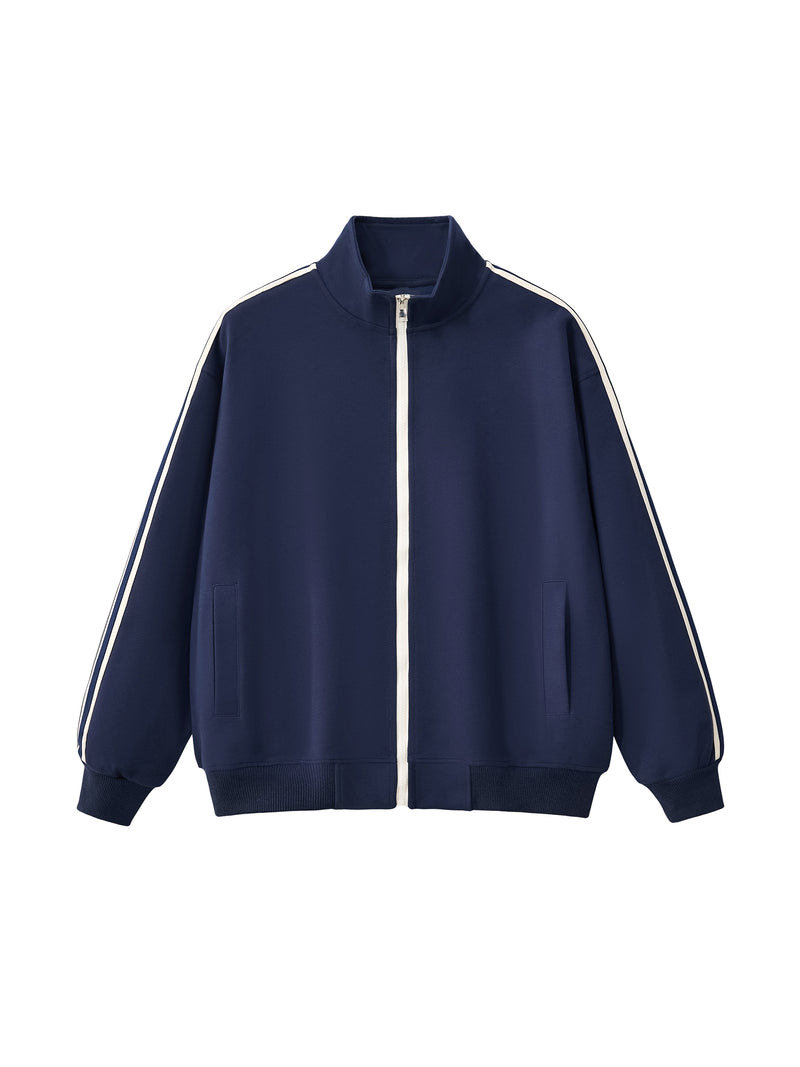 Contrast Side-Stripe Stand Collar  Jacket