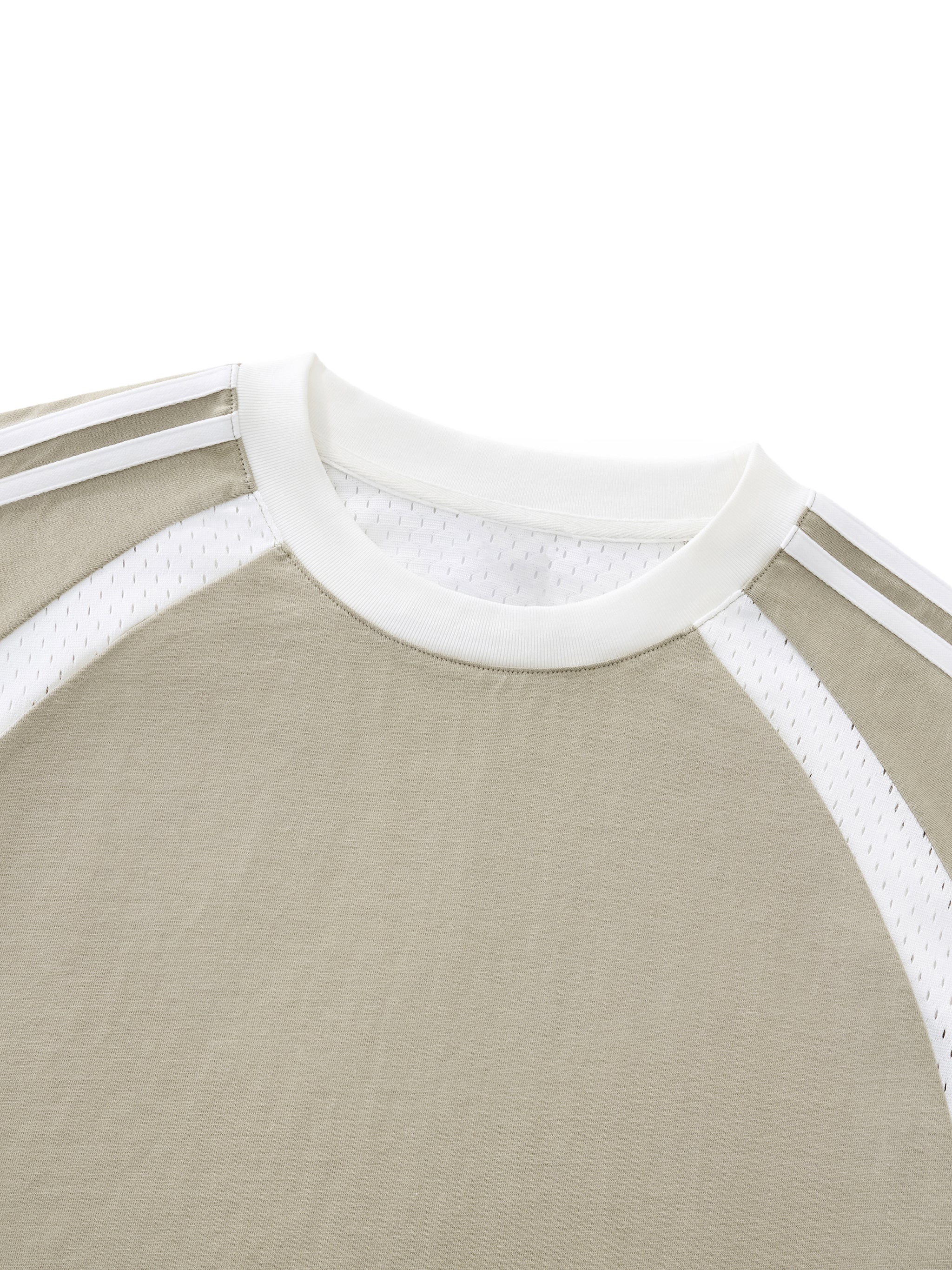 Contrast Stripes Panel Mesh T-shirt