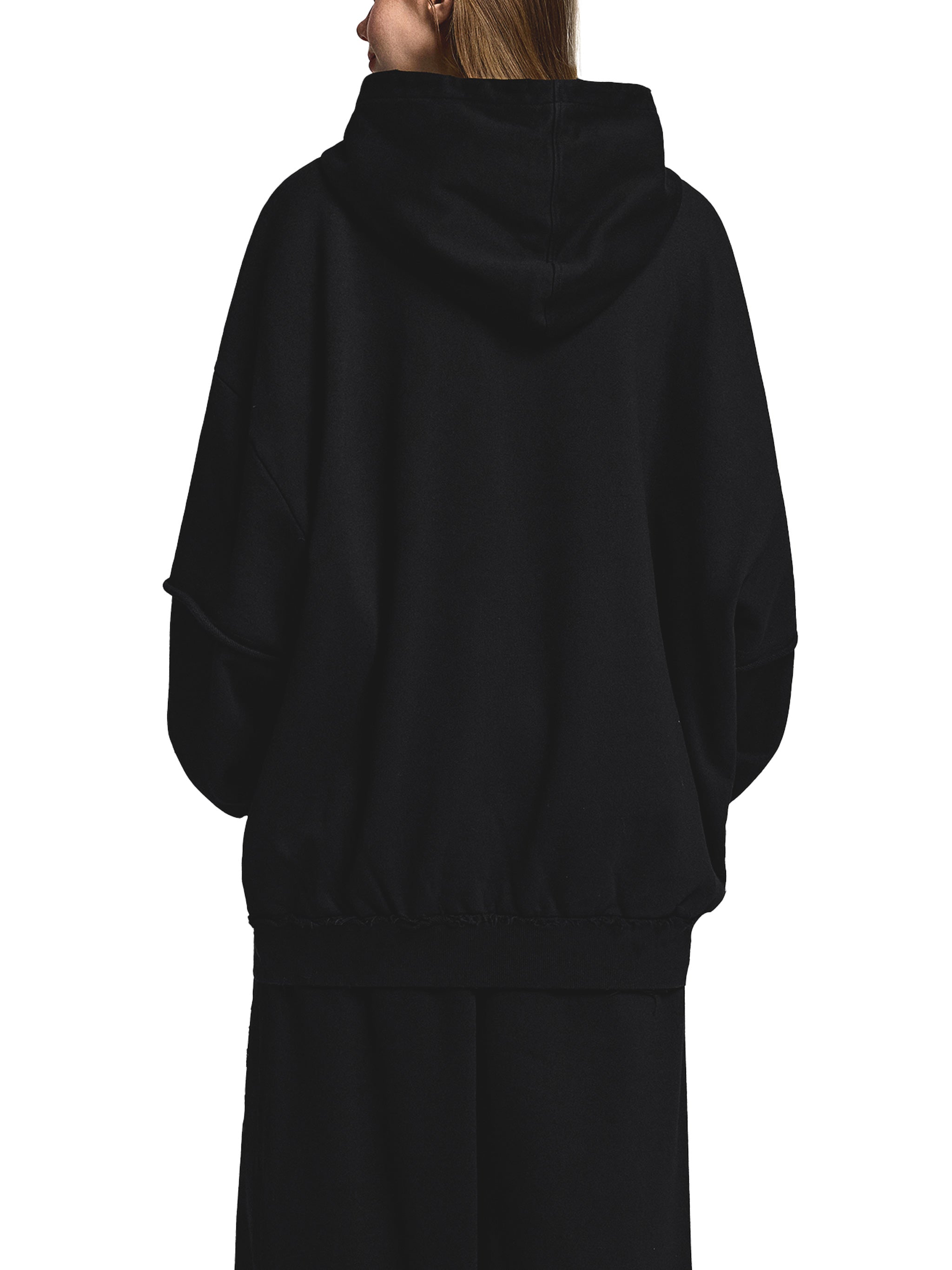 Snow Washed Raw Edge Double Layered Hoodie