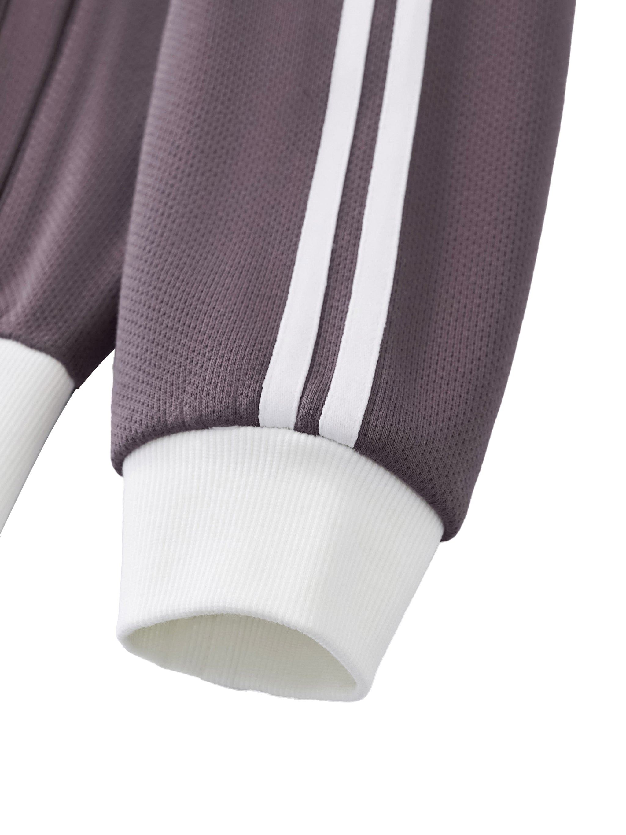 Cropped Fleece Track Jacket with Contrast Side Stripes
