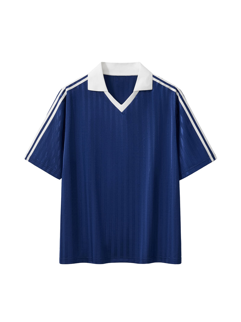Contrast Collar Striped Soccer Jersey