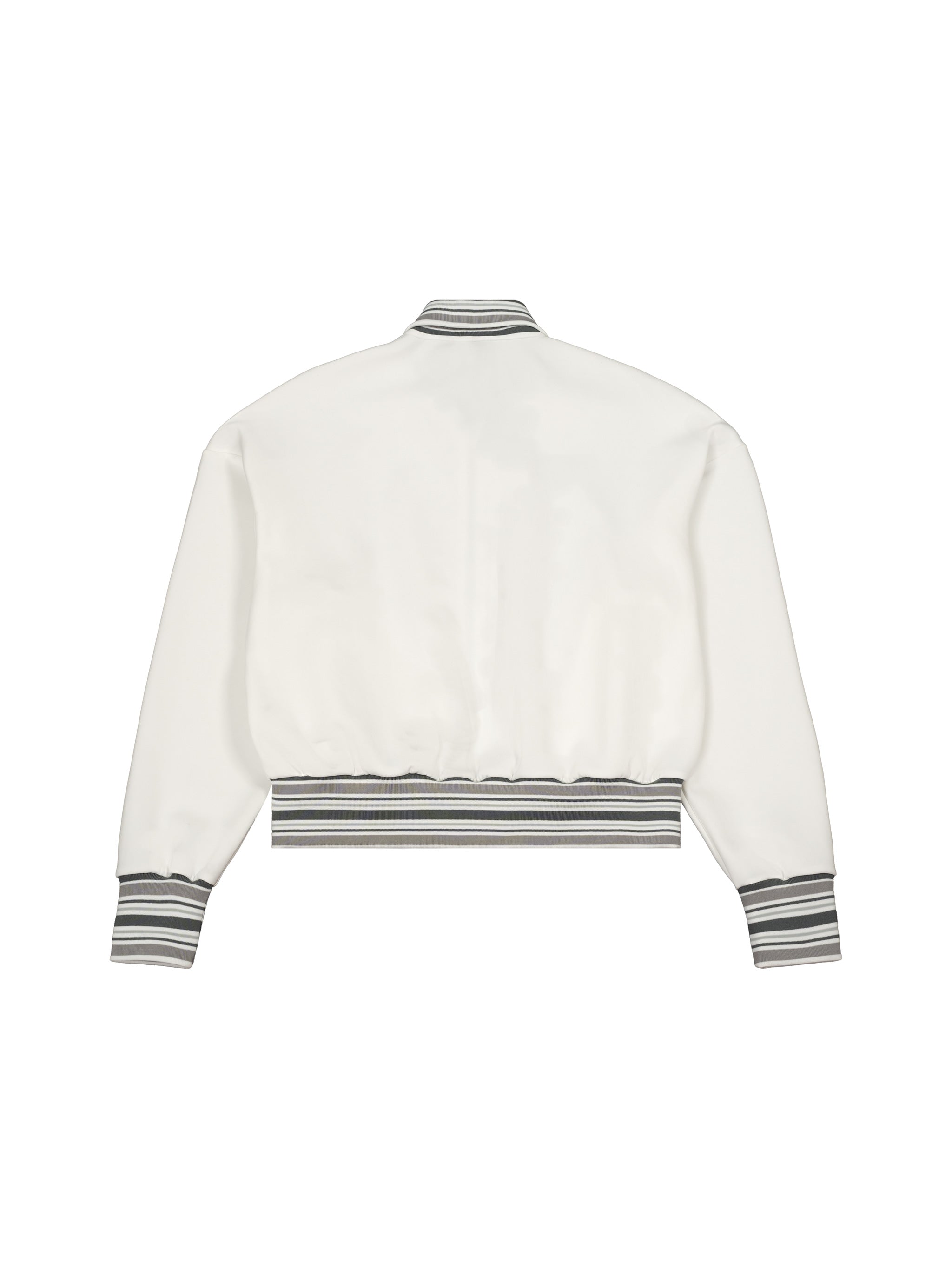 Striped Rib Collar Zip Jacket