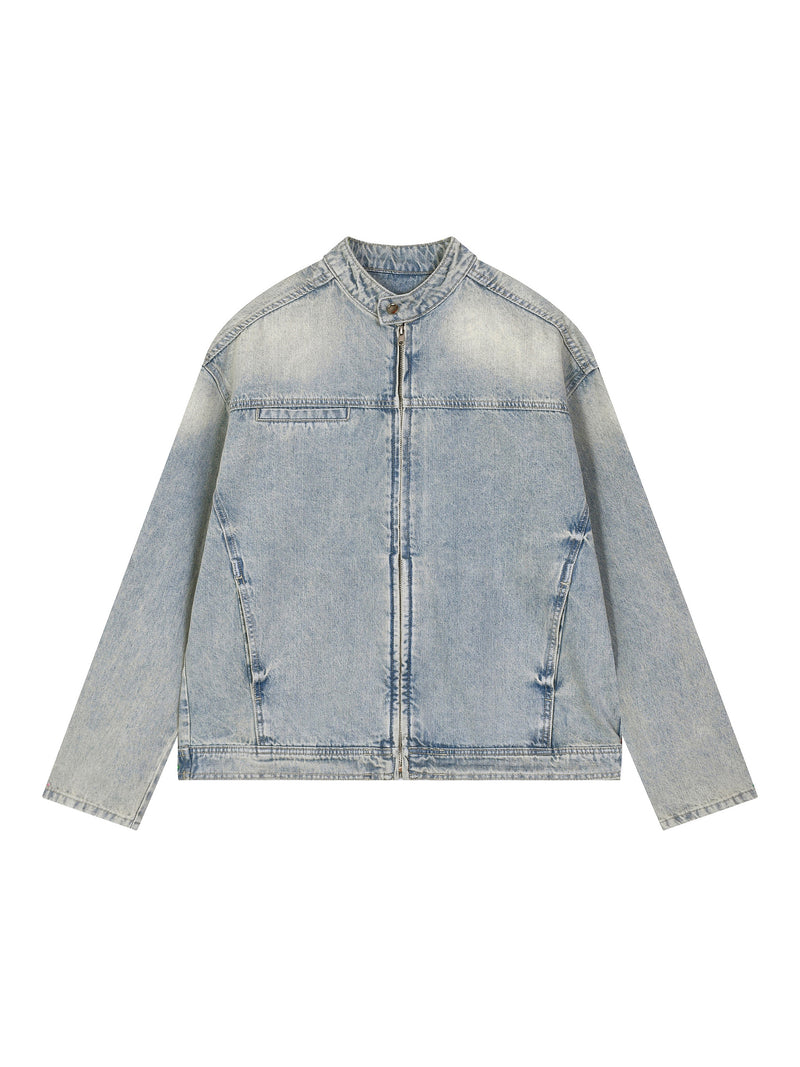 Vintage Wash Zip Denim Jacket