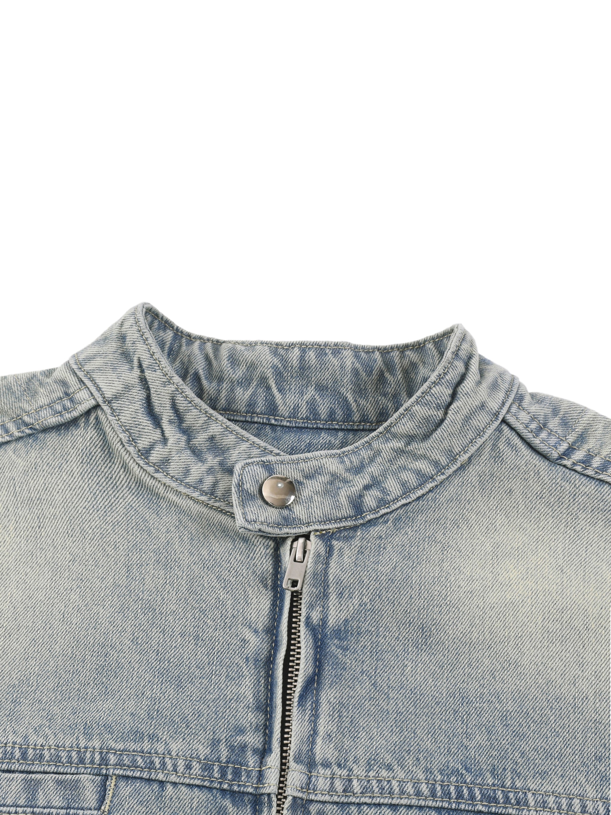 Vintage Wash Zip Denim Jacket