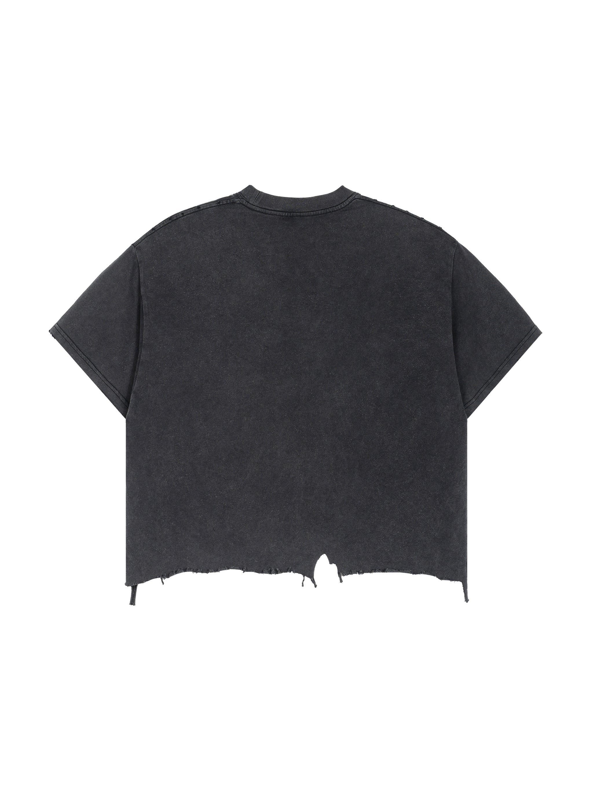 Unisex Vintage Wash Distressed Hem T-Shirt – Oversized Boxy Retro Streetwear Tee