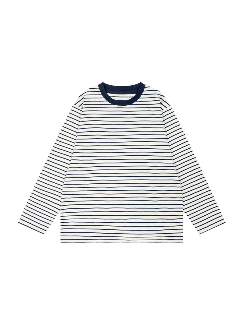 Kids' Striped Long Sleeve T-Shirt – Soft Cotton Everyday Crew Neck Tee