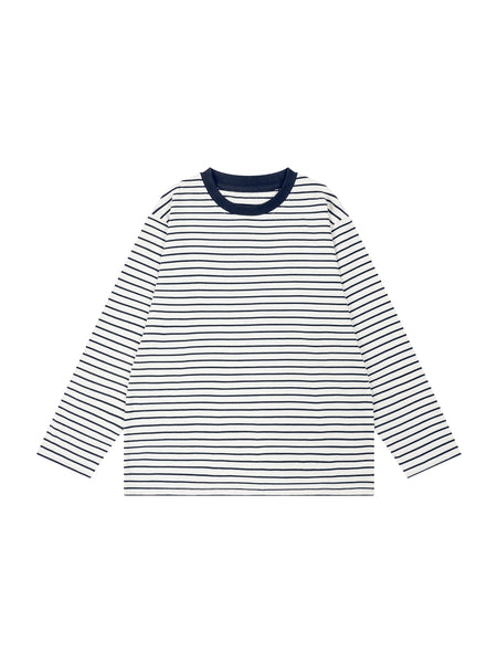 Kids' Striped Long Sleeve T-Shirt – Soft Cotton Everyday Crew Neck Tee