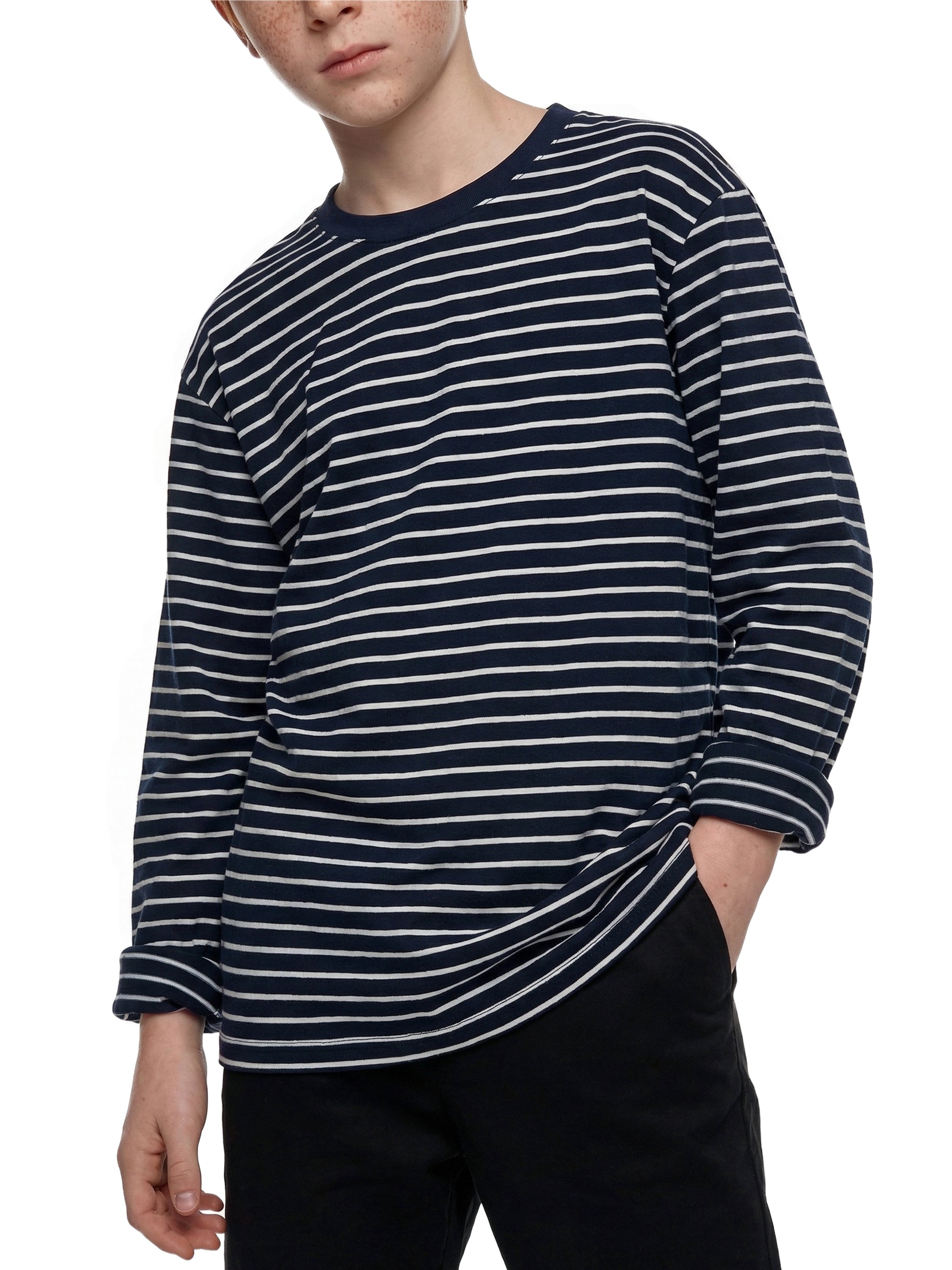 Kids' Striped Long Sleeve T-Shirt – Soft Cotton Everyday Crew Neck Tee