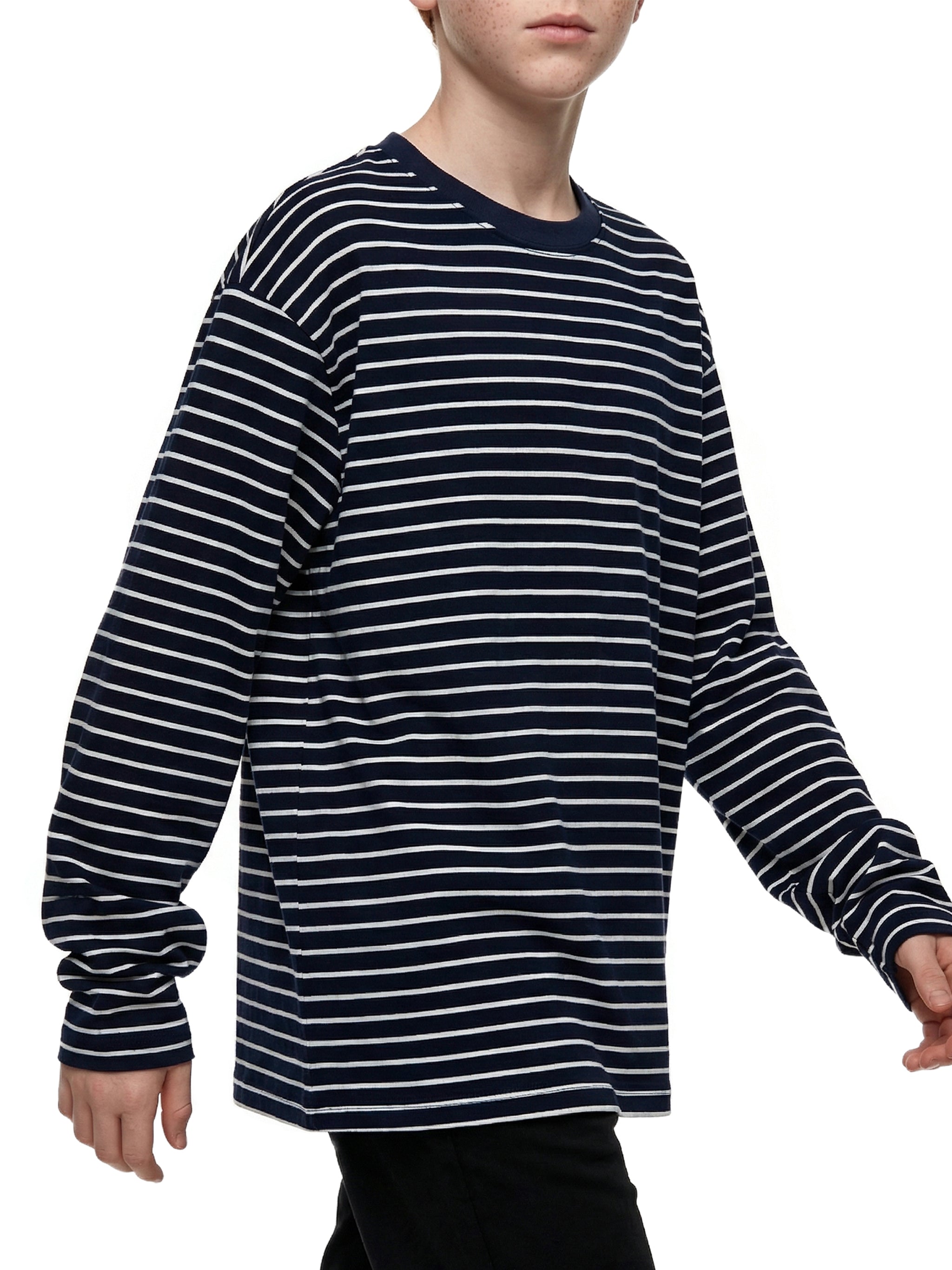 Kids' Striped Long Sleeve T-Shirt – Soft Cotton Everyday Crew Neck Tee