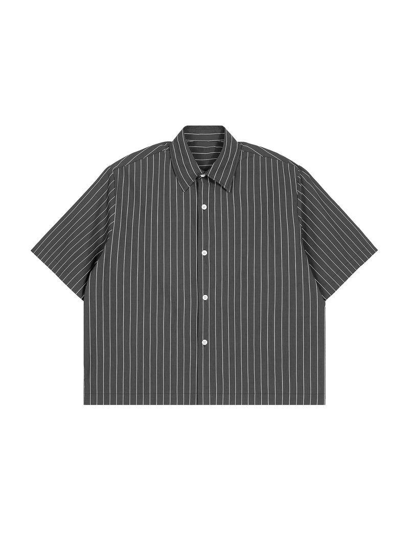 Unisex Striped Boxy Button-Up Shirt – Oversized Casual Streetwear Shirt