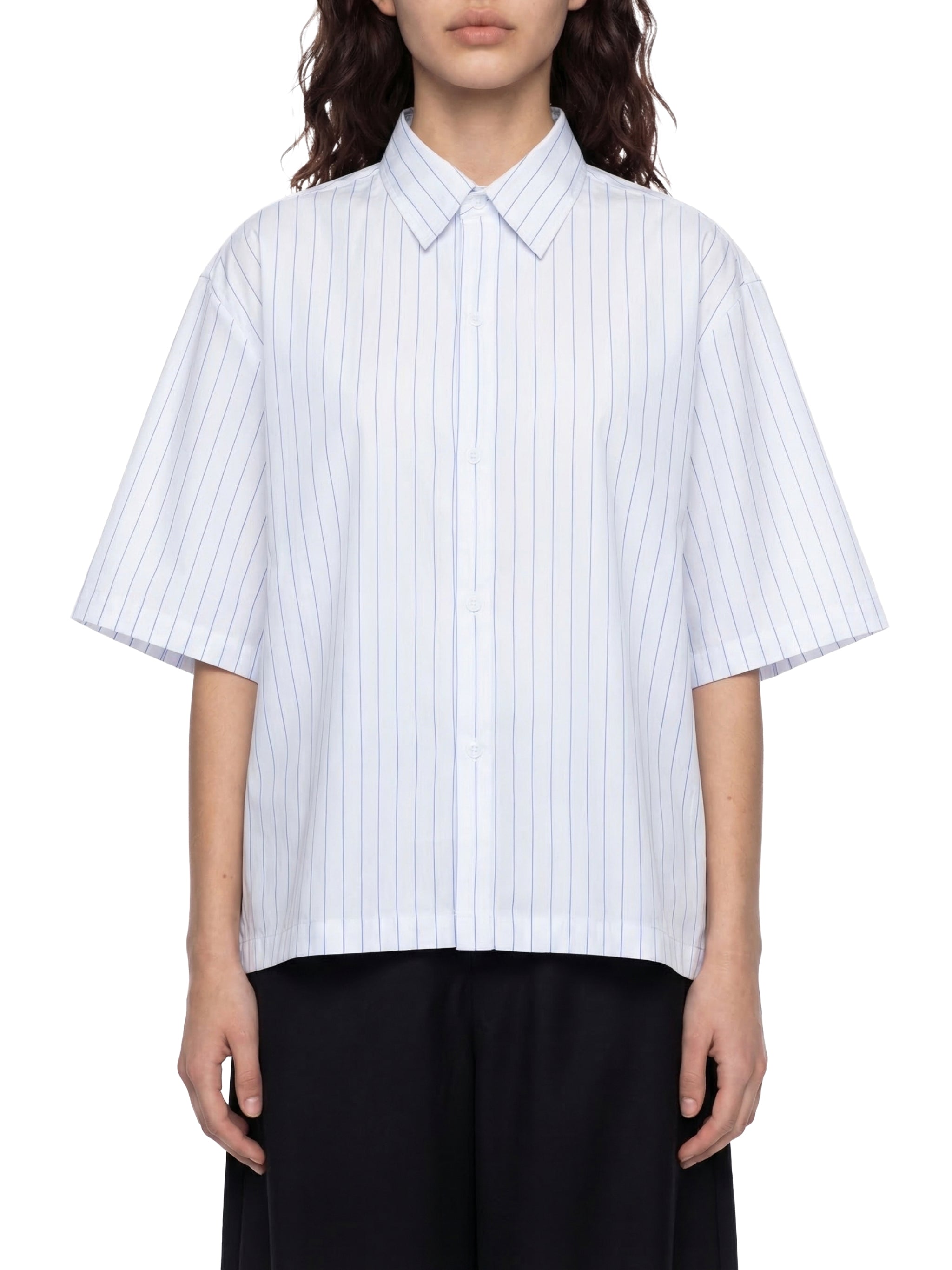 Unisex Striped Boxy Button-Up Shirt – Oversized Casual Streetwear Shirt