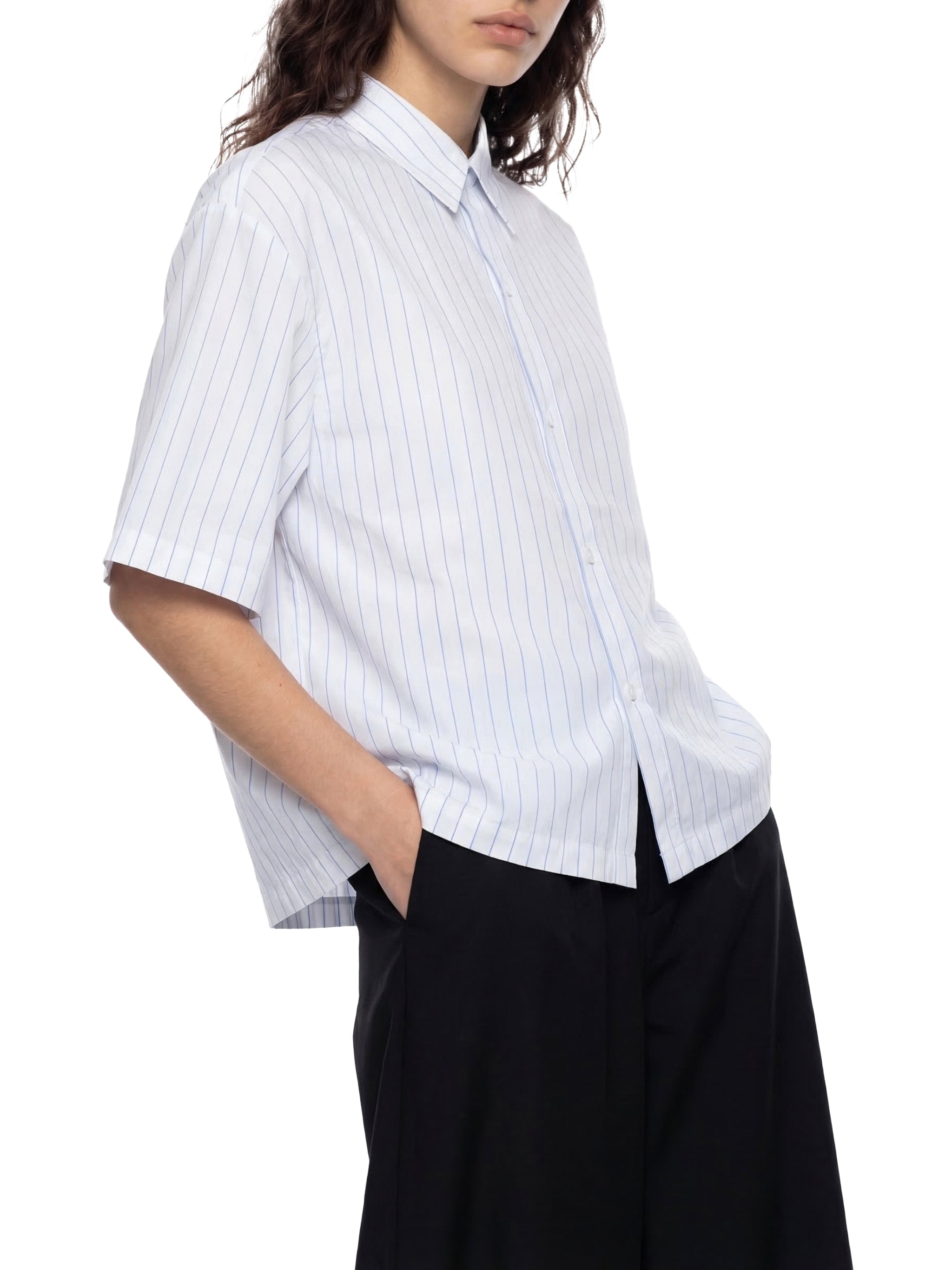 Unisex Striped Boxy Button-Up Shirt – Oversized Casual Streetwear Shirt