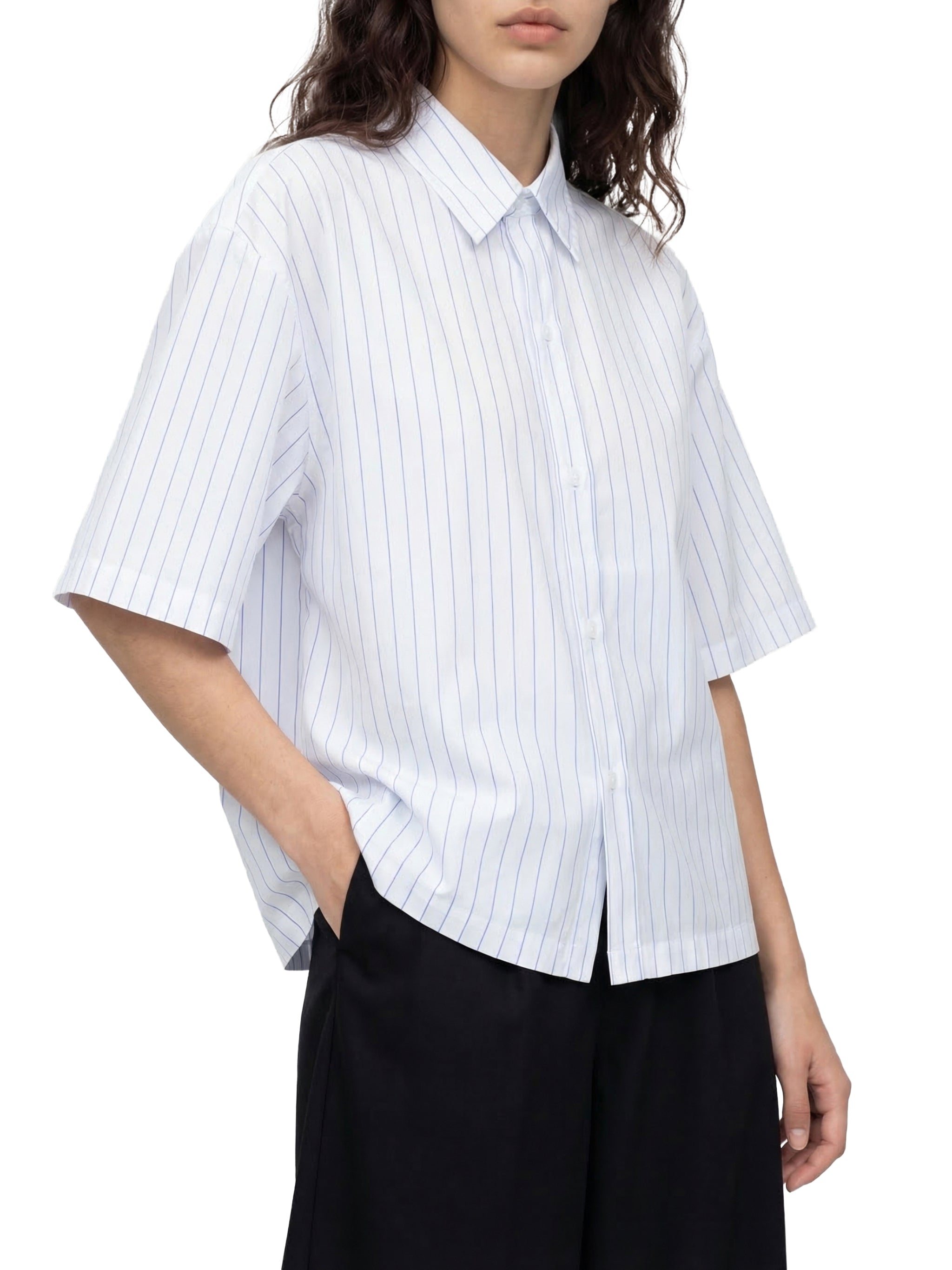 Unisex Striped Boxy Button-Up Shirt – Oversized Casual Streetwear Shirt