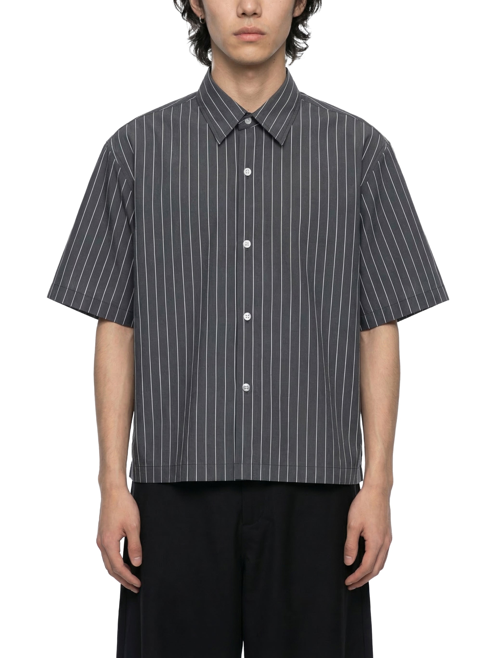 Unisex Striped Boxy Button-Up Shirt – Oversized Casual Streetwear Shirt