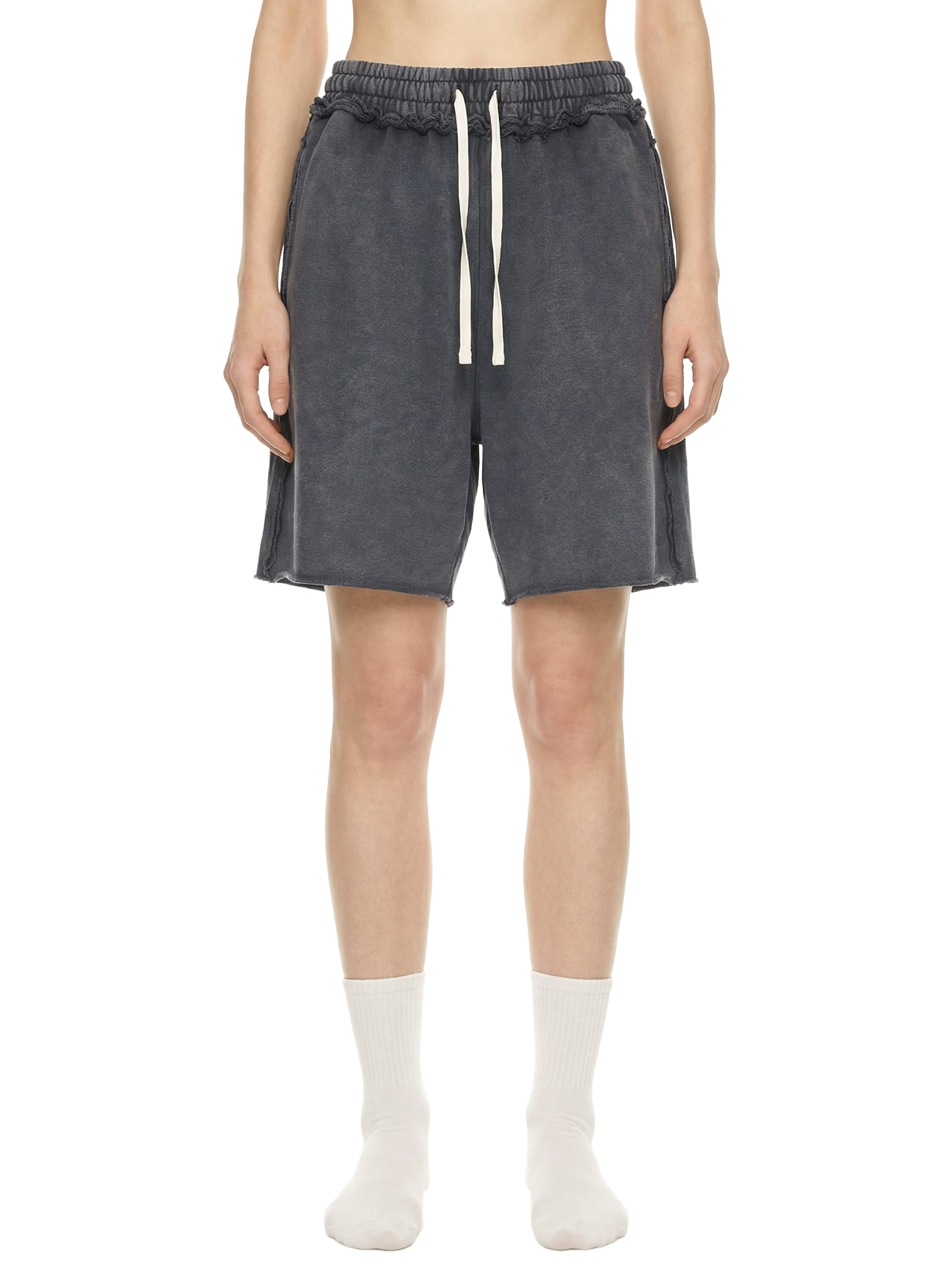 Unisex Mineral Wash Raw Edge Shorts – Oversized Premium Streetwear Shorts